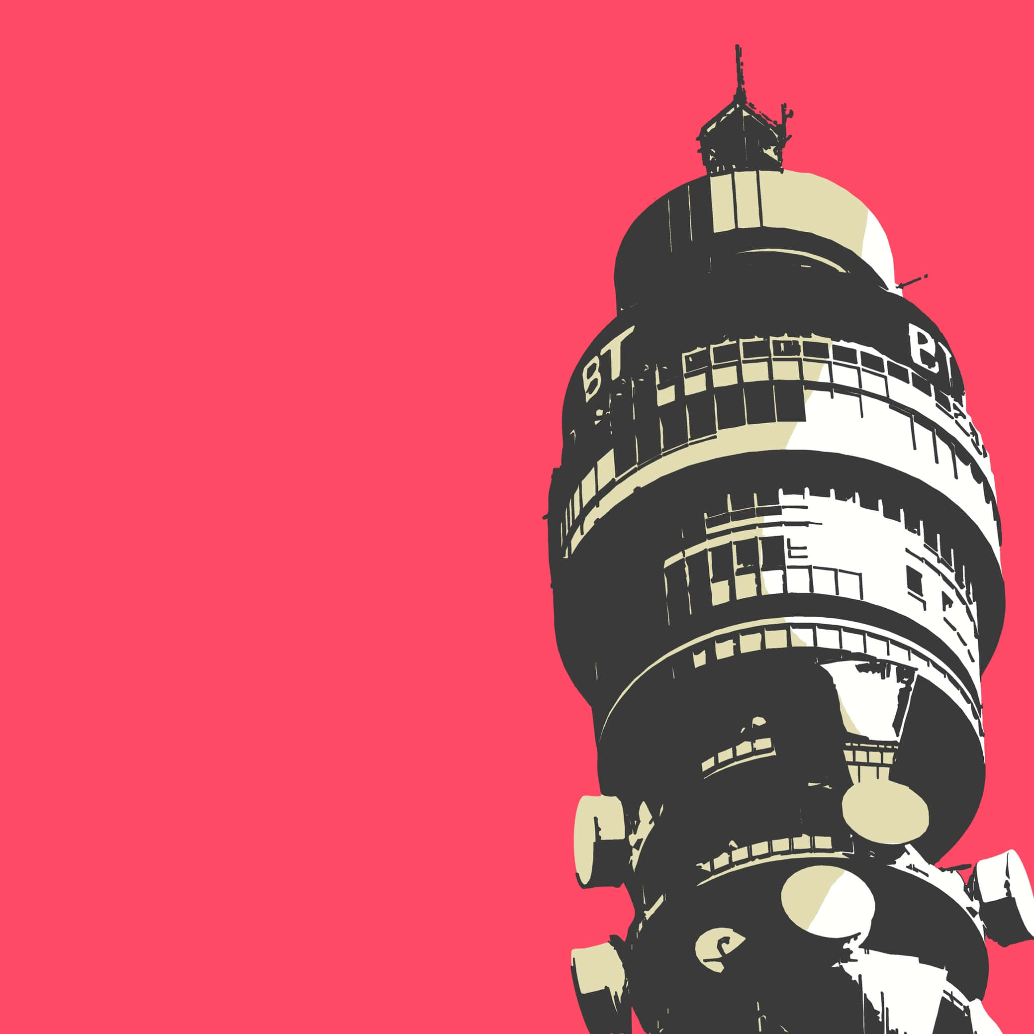 Punainen esteettinen BT Tower -puhelimen taustakuva Taustakuvat