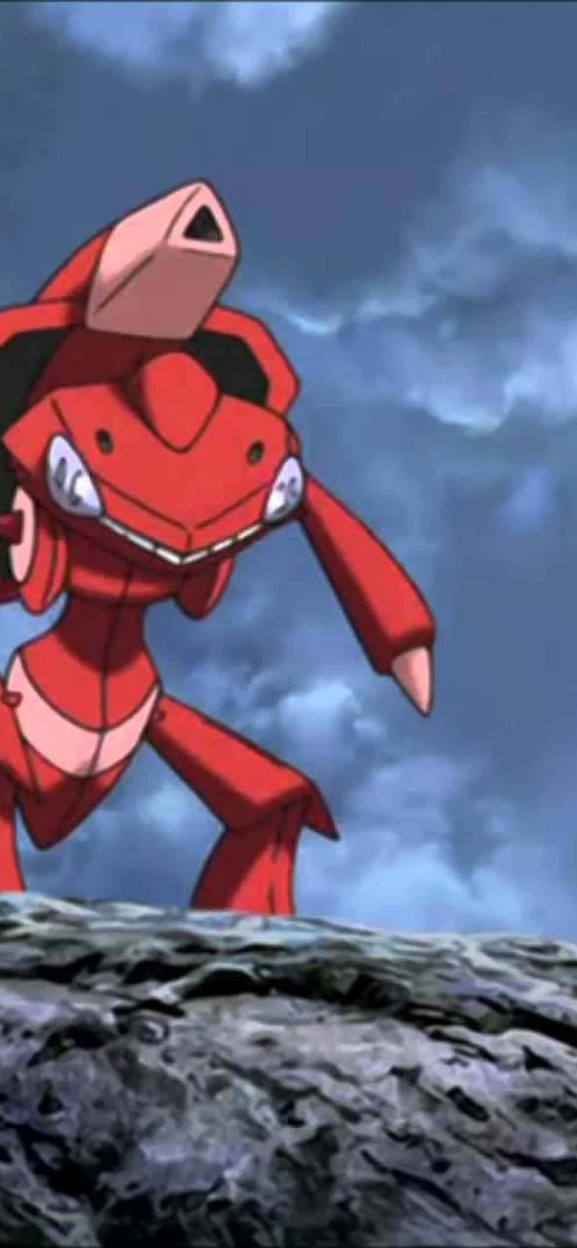 Punainen Genesect-pokémon seisomassa kivellä Taustakuvat