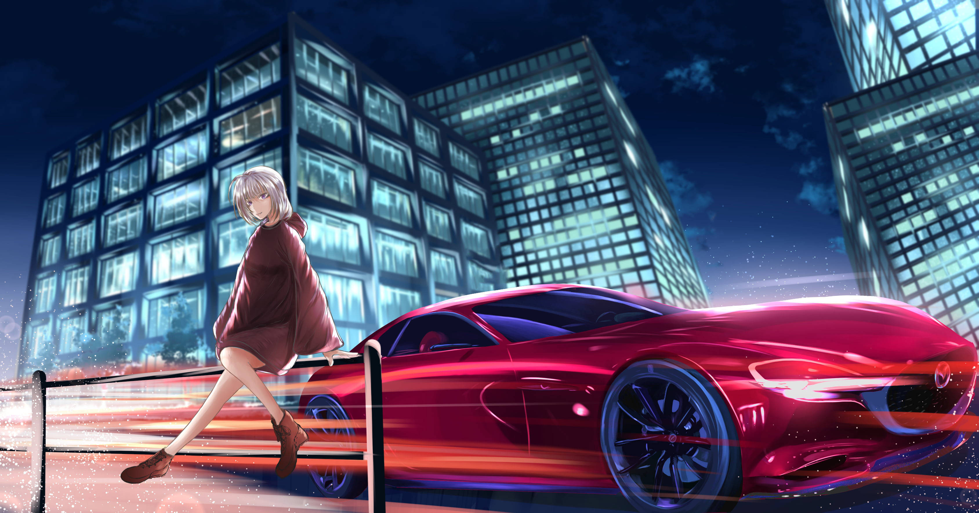 Punainen Mazda Anime-auto Taustakuvat