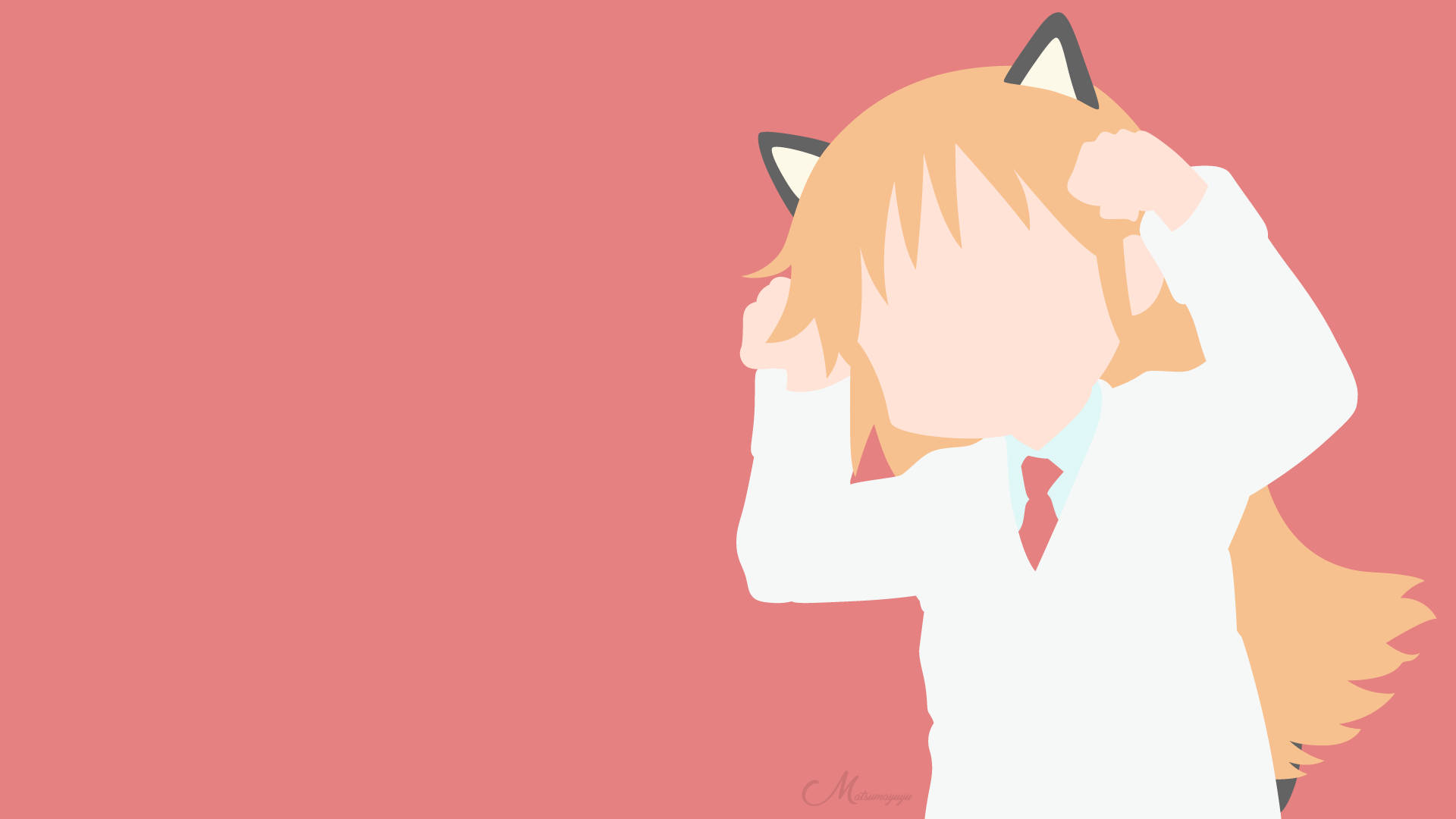 Punainen minimalistinen Nichijou Hakase kissa Taustakuvat