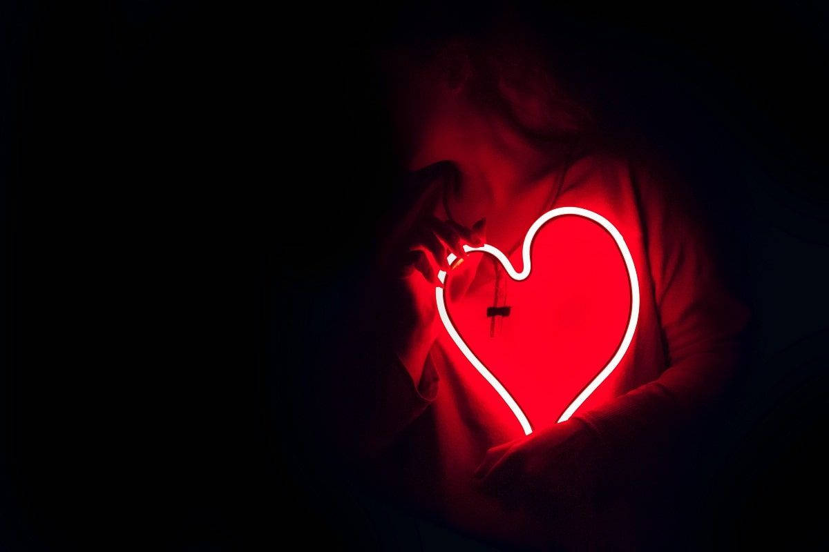 Punainen neon sydän estetiikka Taustakuvat