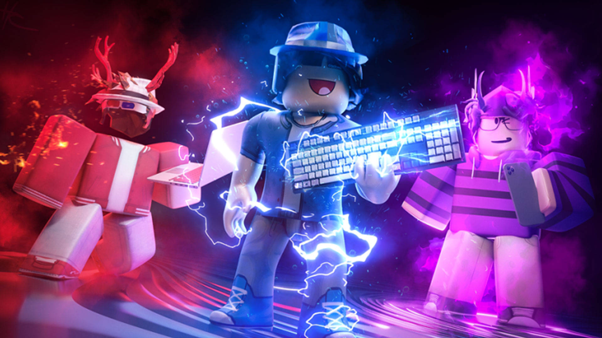 Punainen, Sininen Ja Violetti Siisti Roblox Taustakuvat