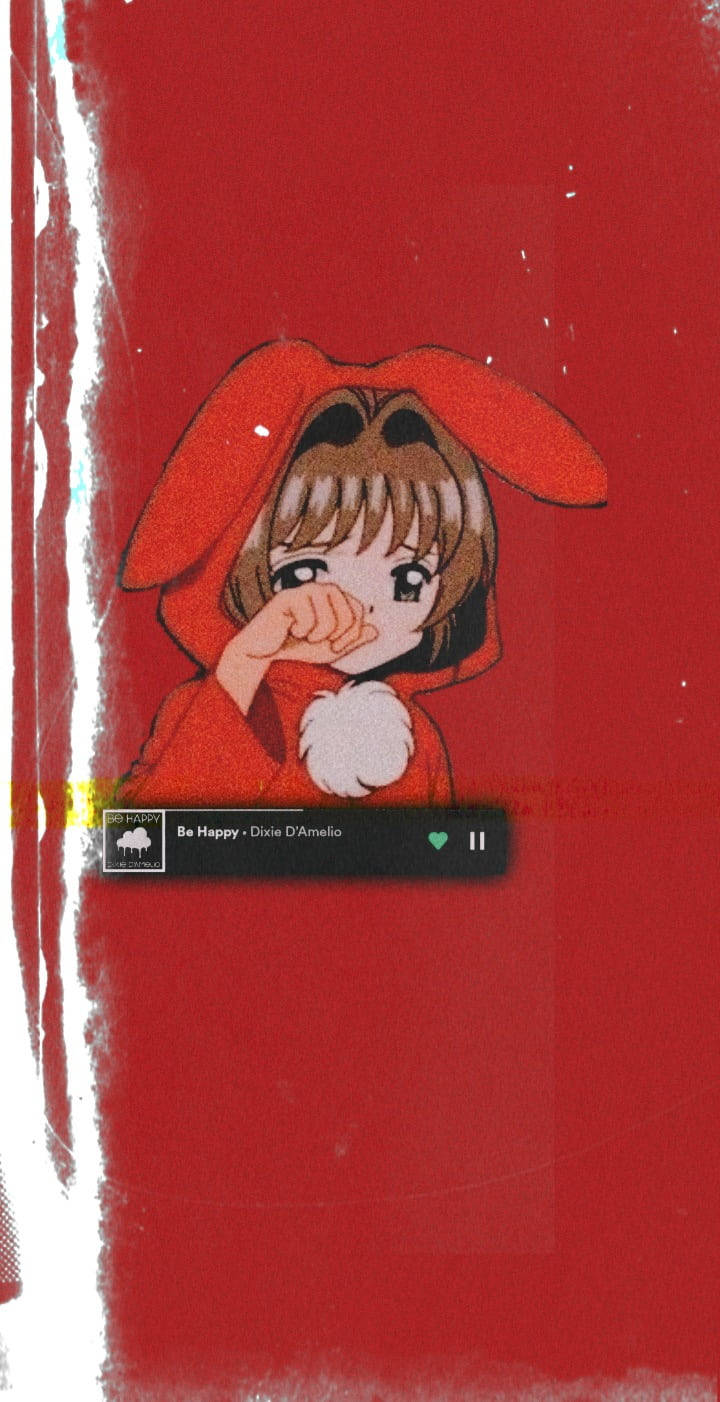 Punainen surullinen esteettinen anime-tyttö Taustakuvat