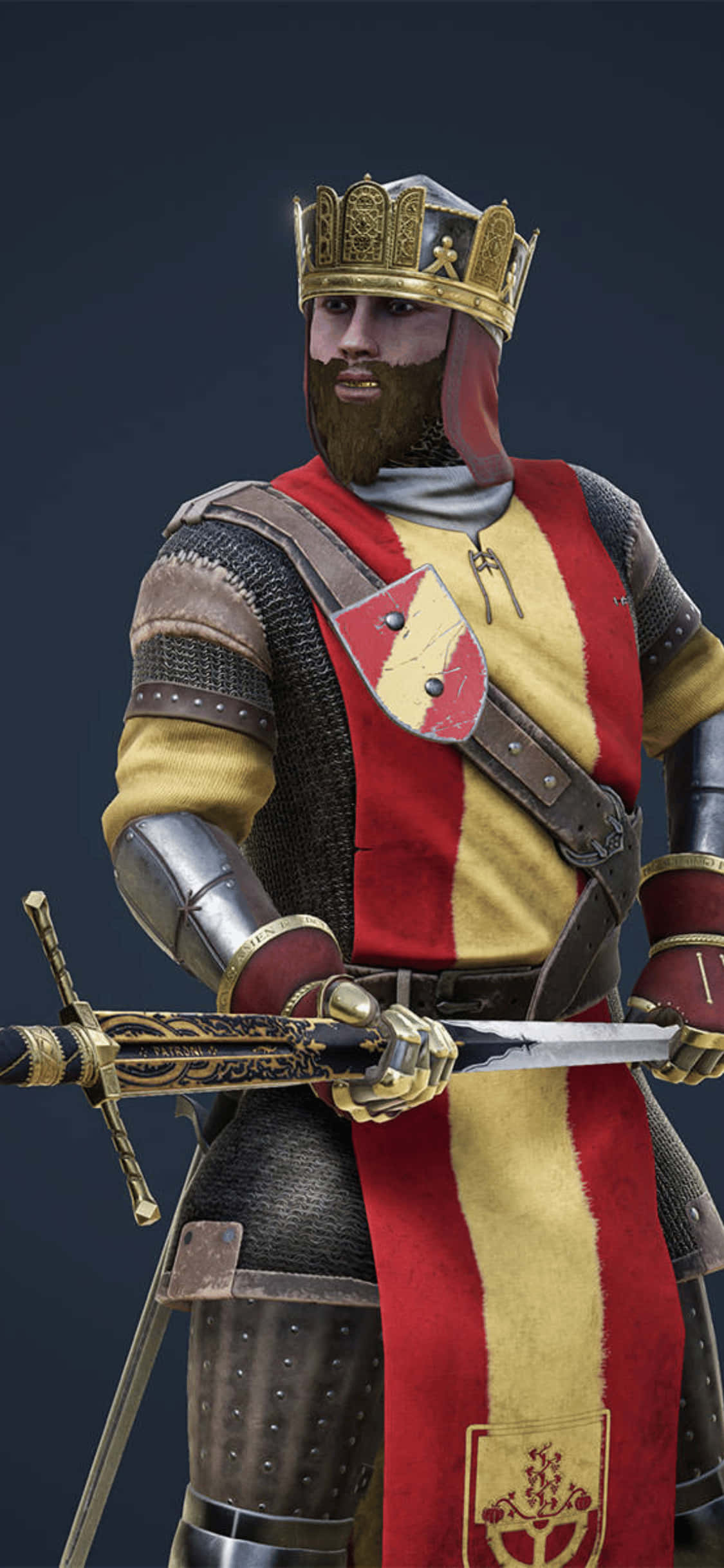 Punakeltainen haarniska Mordhau-tausta iPhone Xs:lle Taustakuvat