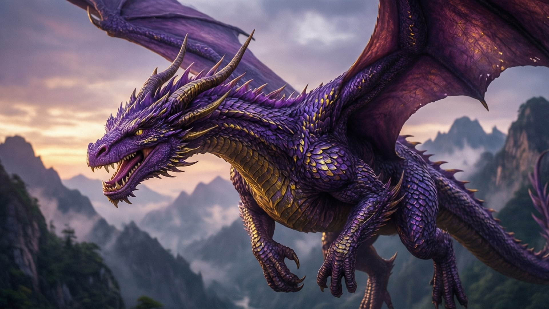 Purppuralohikäärmeen lento Taustakuvat