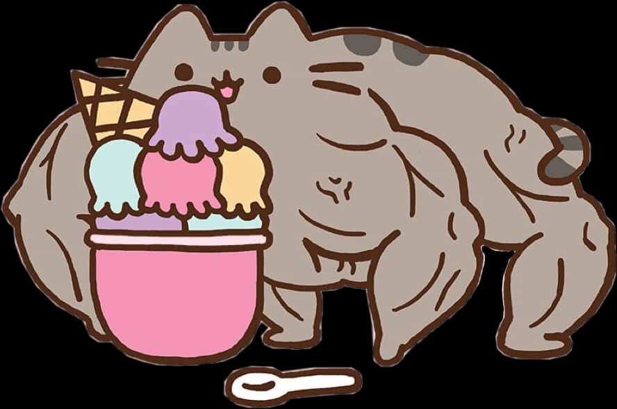 Pusheen_jäätelön_kanssa Taustakuvat