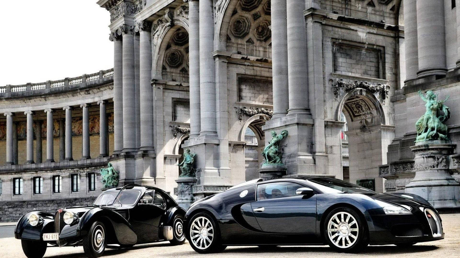 Pysäköity Bugatti Veyron holvikaaren alla Taustakuvat