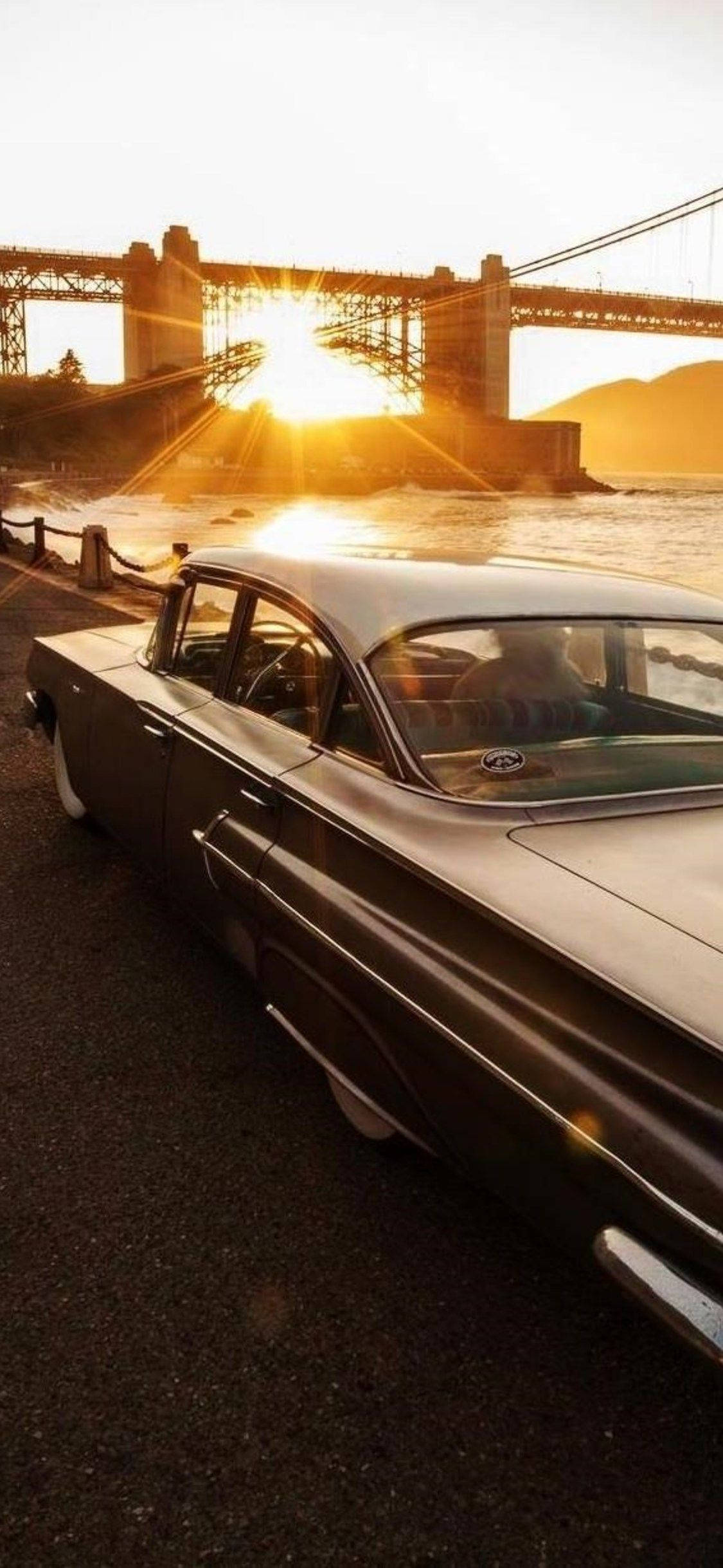 Pysty Vintage Cadillac Auringonlasku Taustakuvat