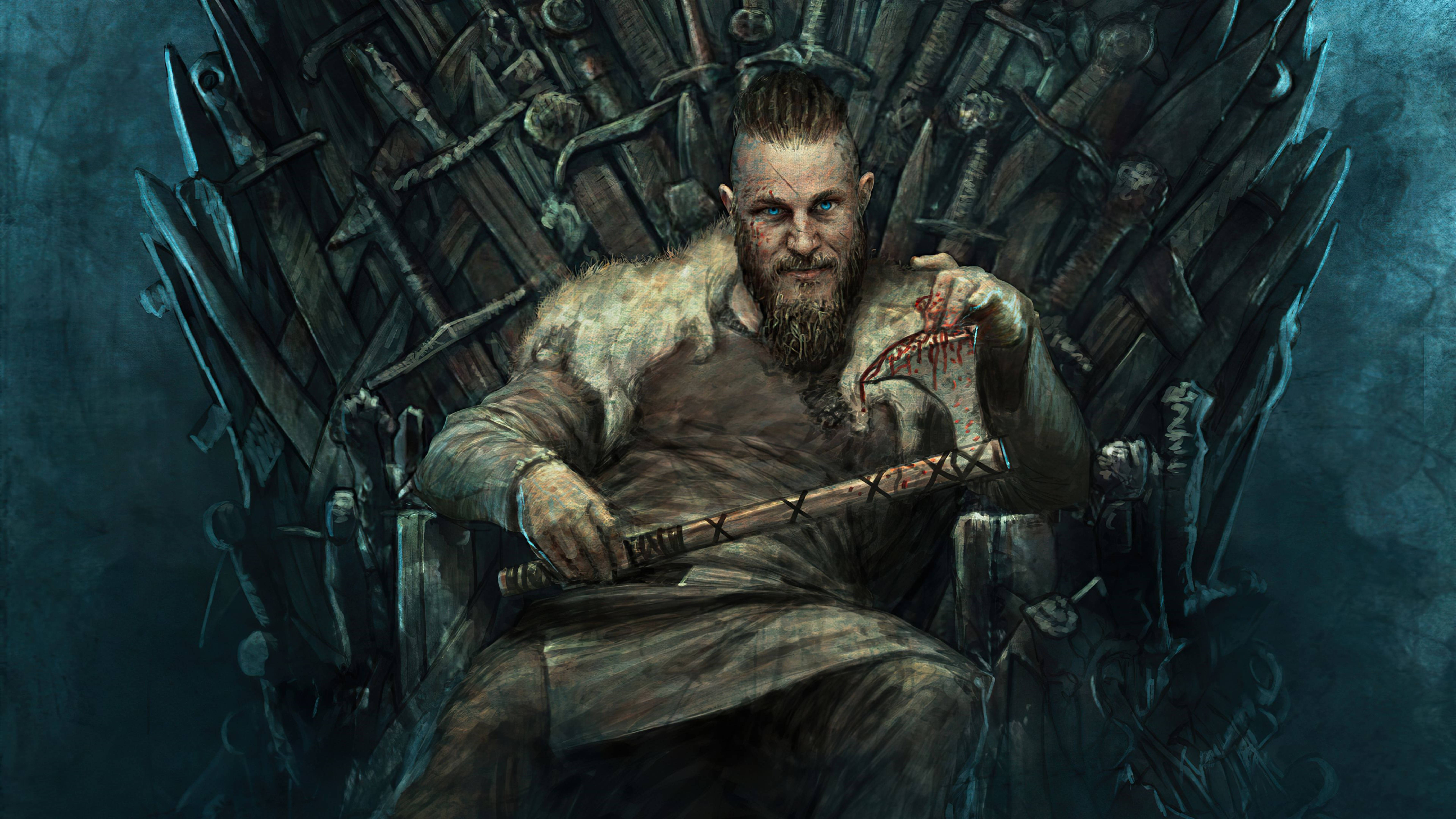 Ragnar Lothbrok 4K Rautavaltakistimella Taustakuvat