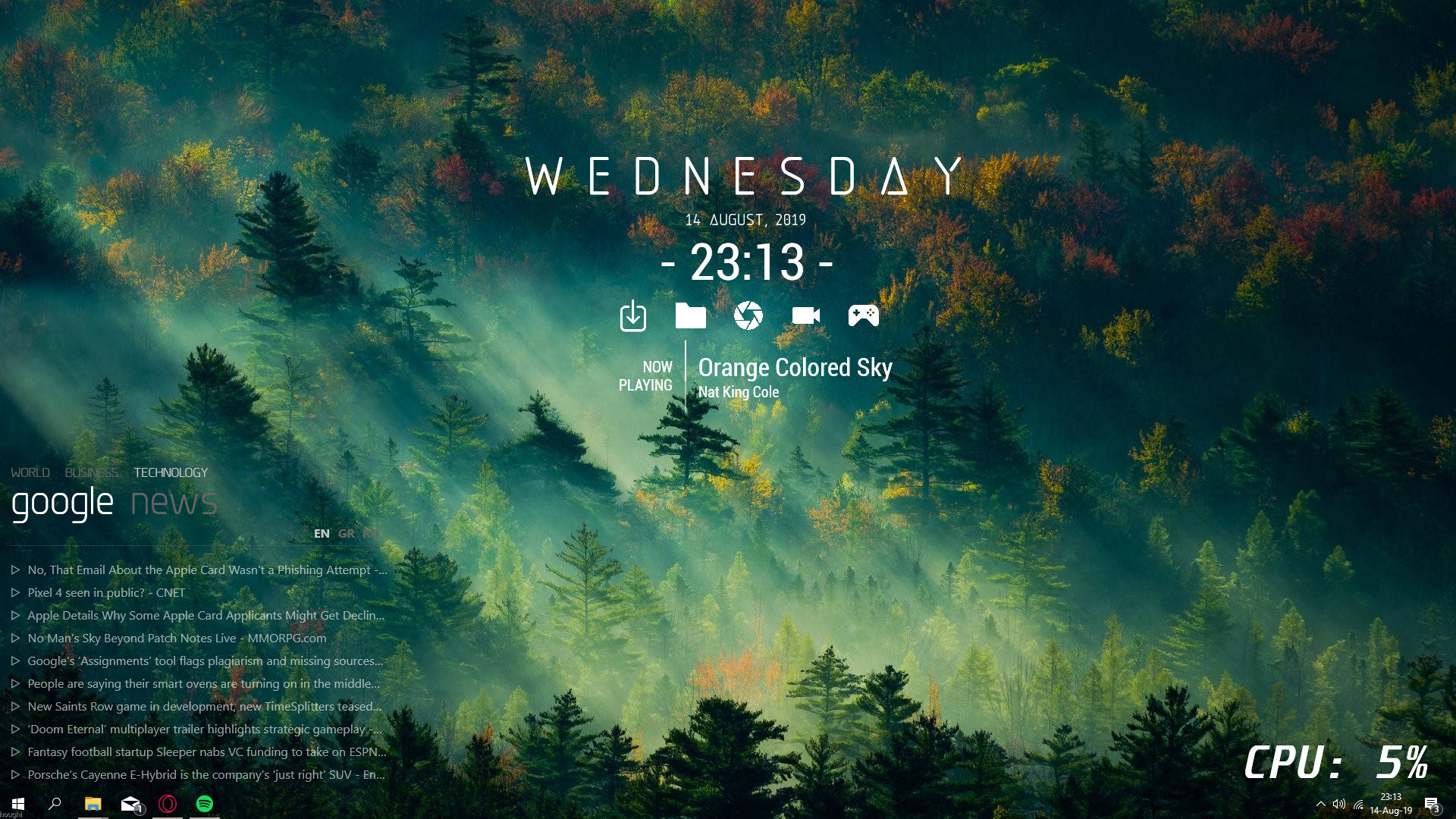 Rainmeter-tyyli, jossa kaunis metsä