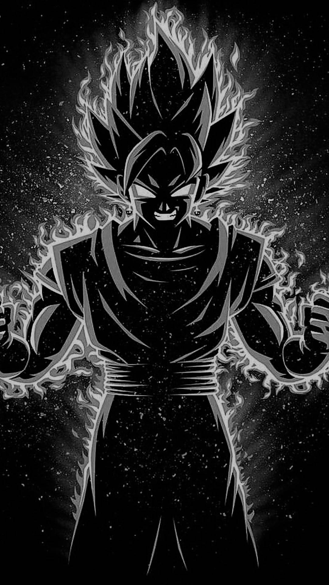 Raivoava Goku mustavalkoisena Taustakuvat