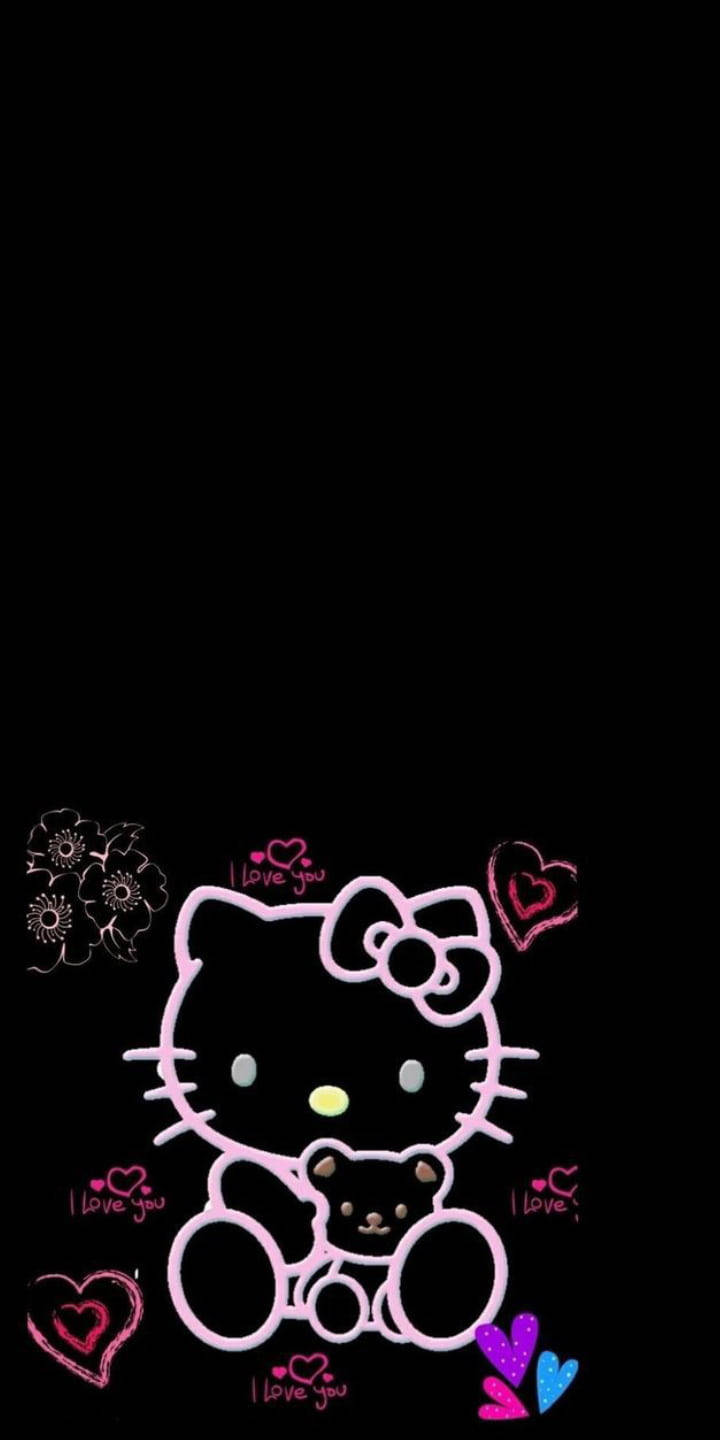 Rakastan sinua musta Hello Kitty Taustakuvat