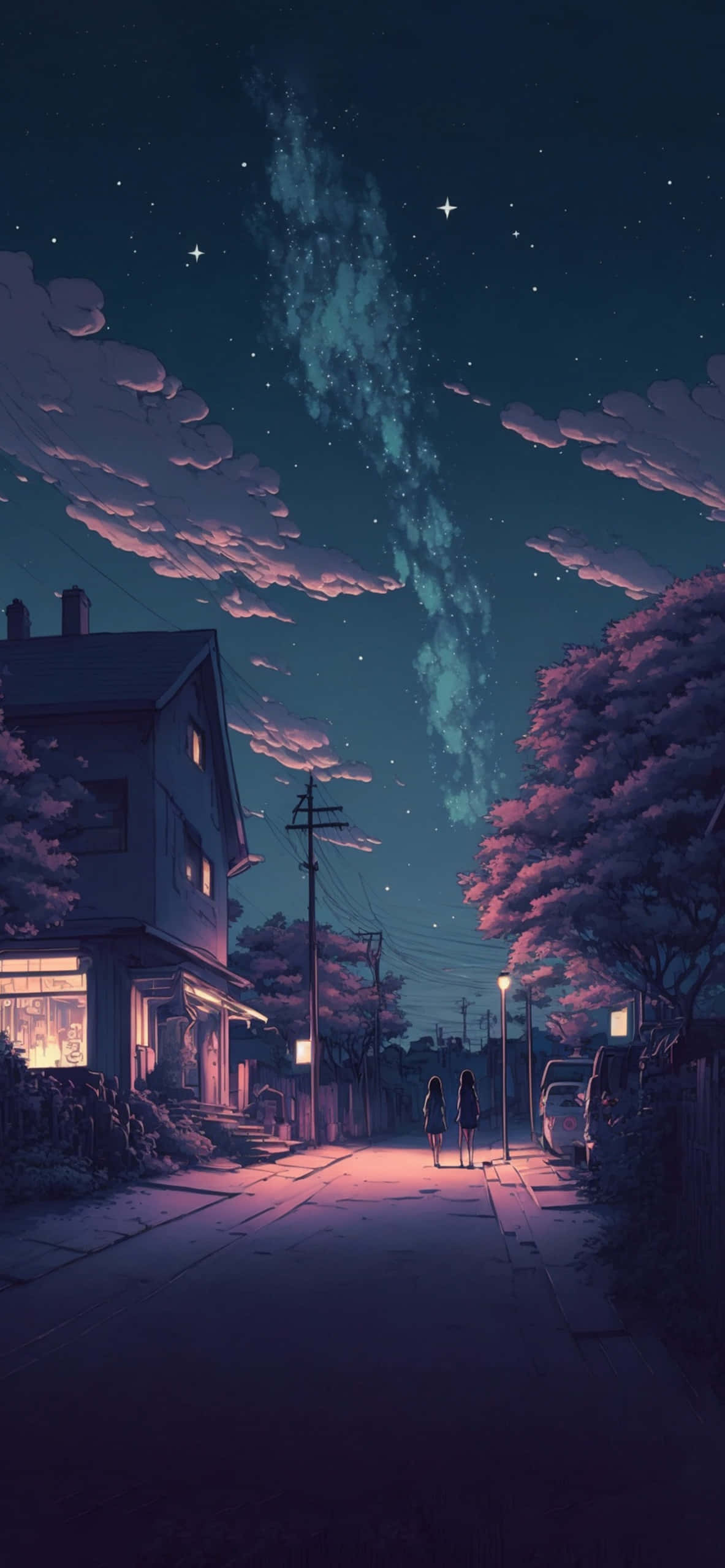 Rauhallinen auringonlasku anime-estetiikka Taustakuvat