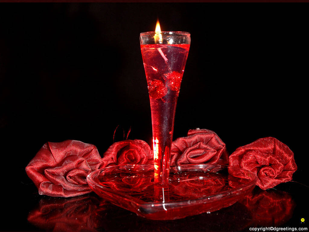 Red Roses And Candle For Valentine's Day Taustakuvat