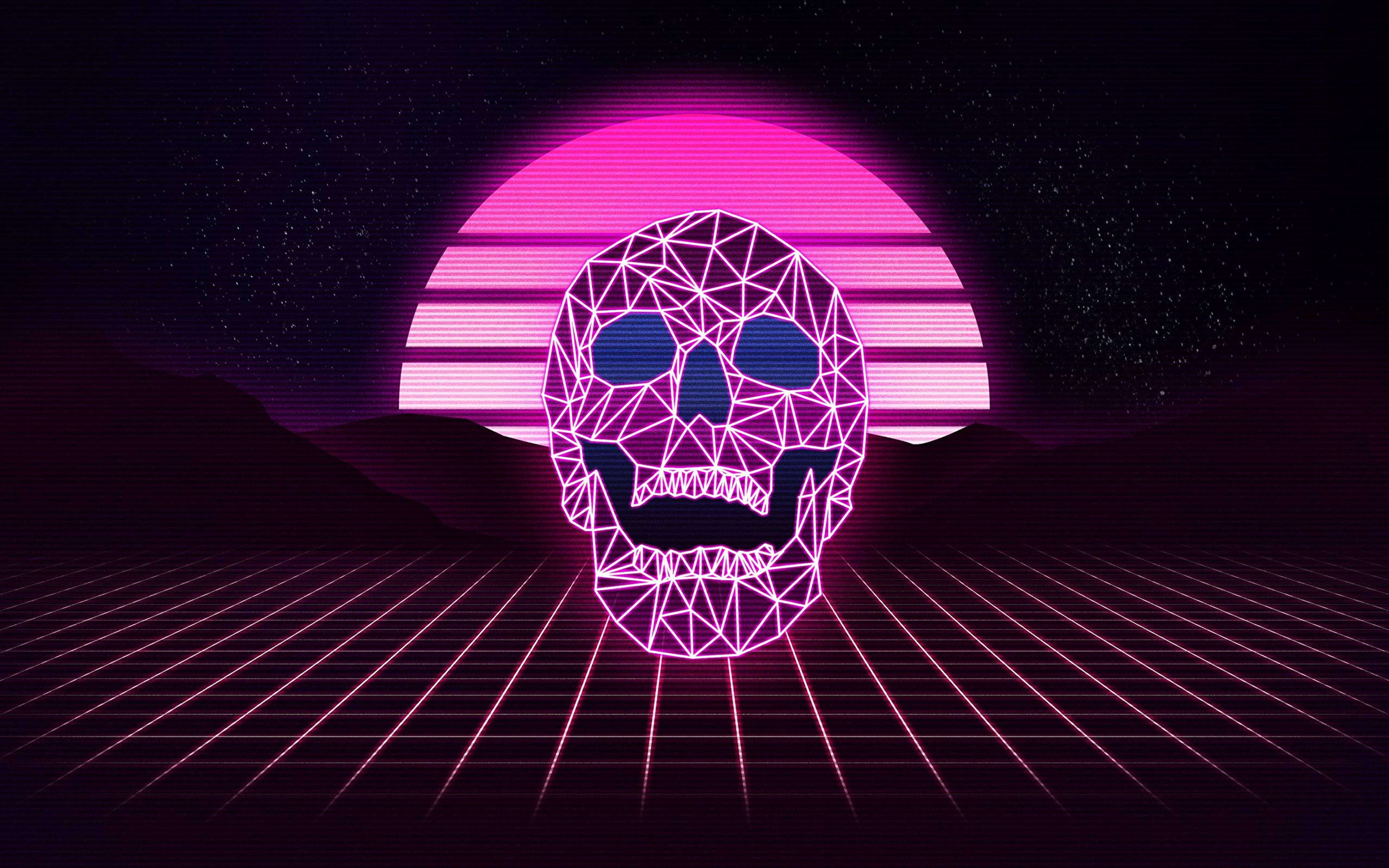 Retrowave Neonvioletti Kallo 4K Taustakuvat