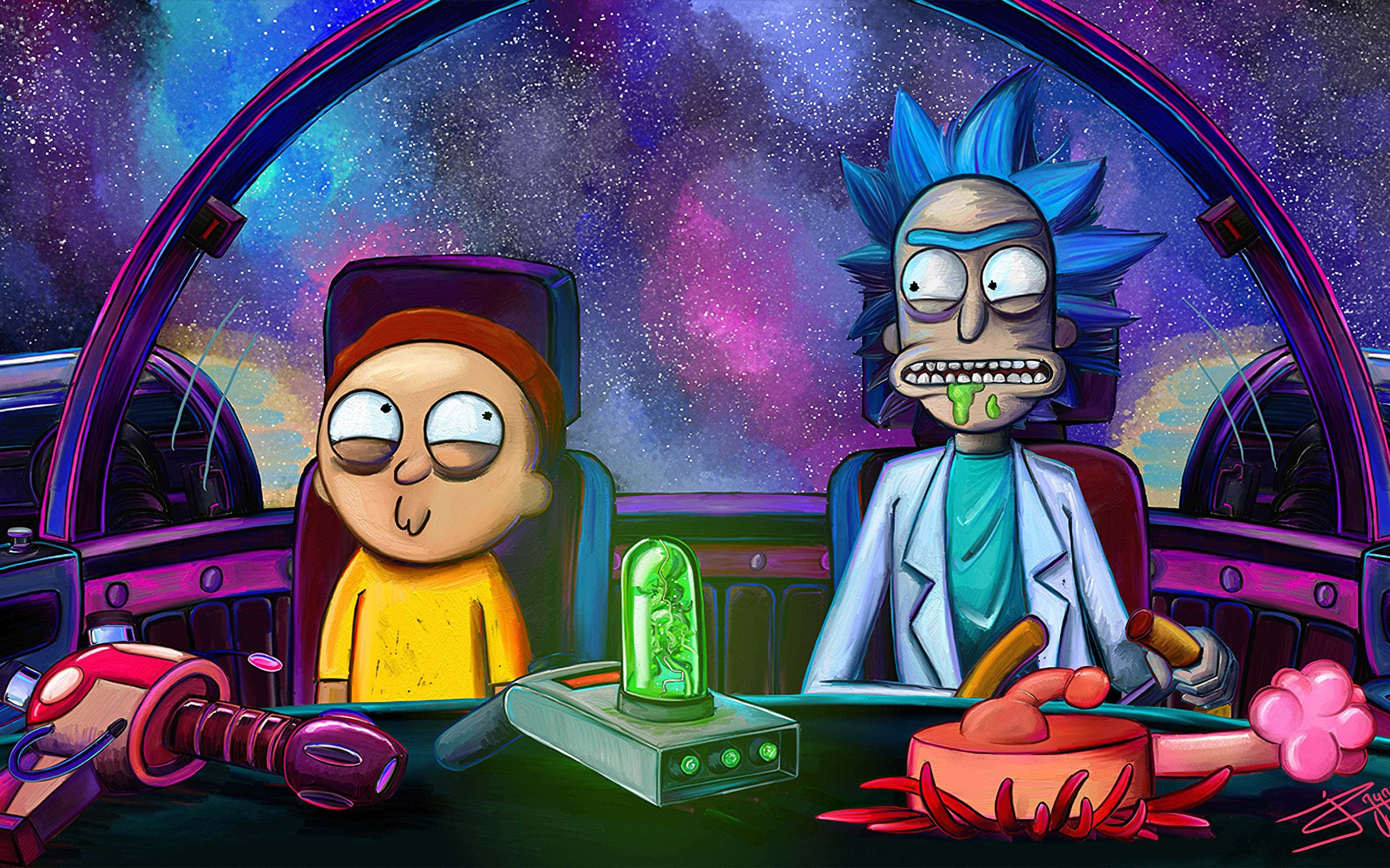 Rick ja Morty avaruudessa 4K-taustakuva Taustakuvat