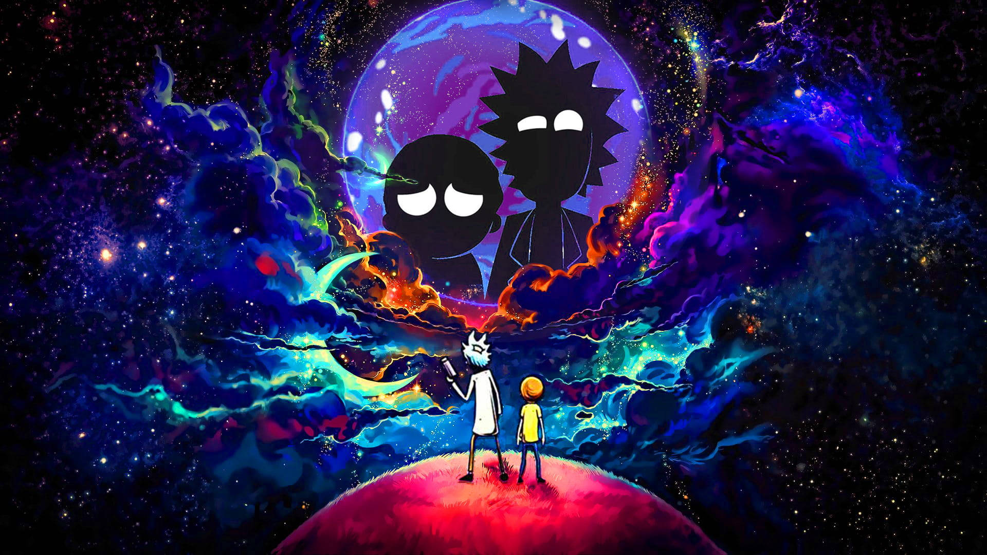 Rick ja Morty -cooli galaksiteemainen juliste Taustakuvat