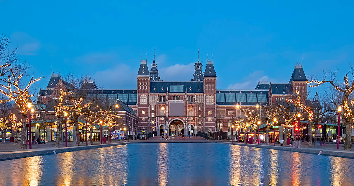 Rijksmuseum Jouluvaloilla Yöllä Taustakuvat