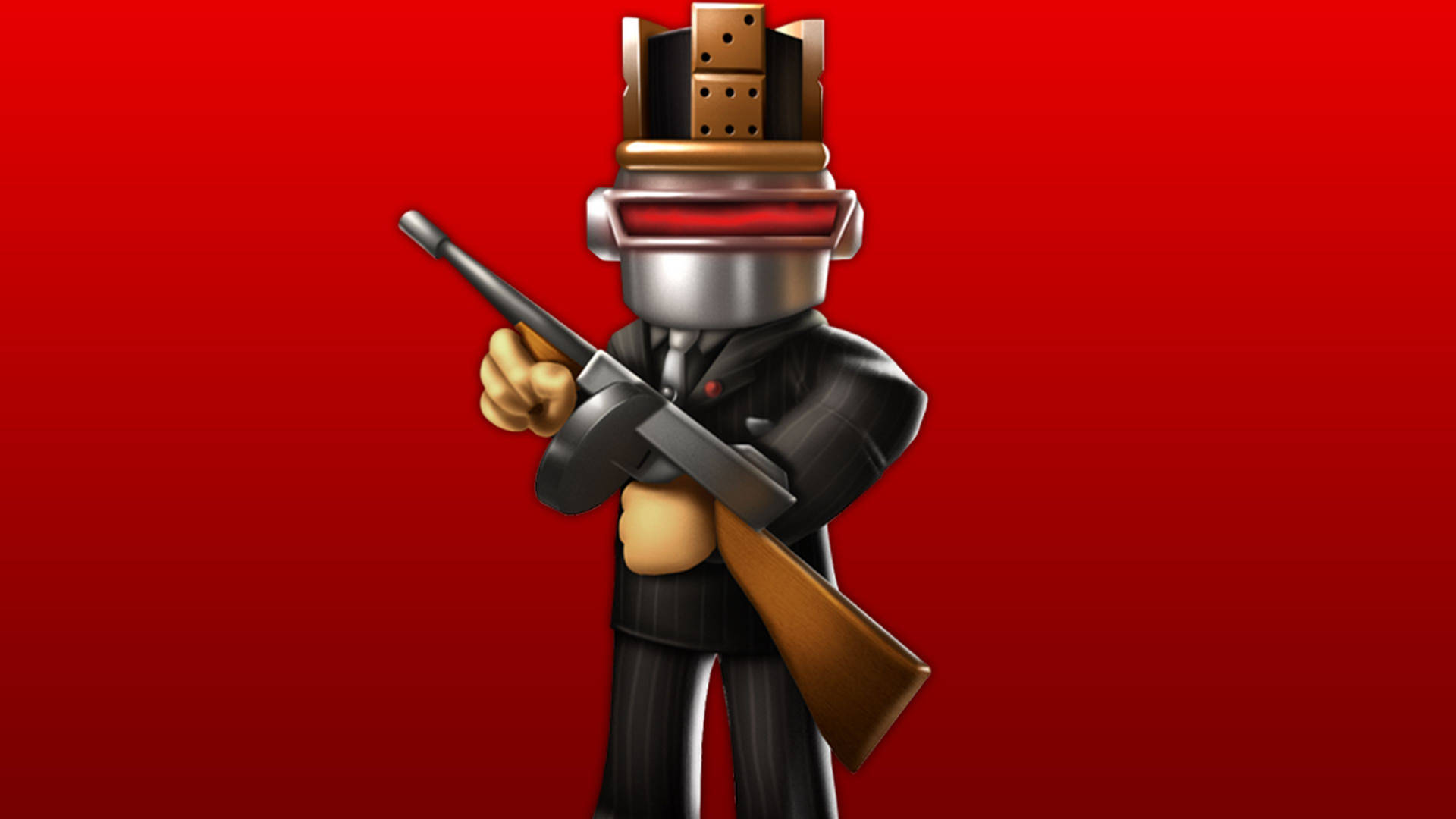 Upea taustakuva robottiaseellisesta avatarista Roblox-pelissä.