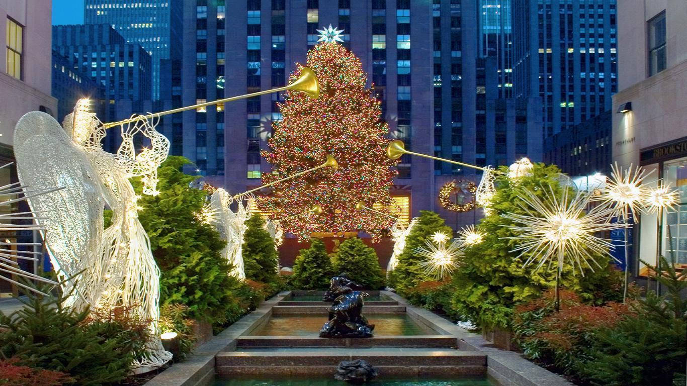 Rockefeller Centerin puutarha joulun aikaan Taustakuvat