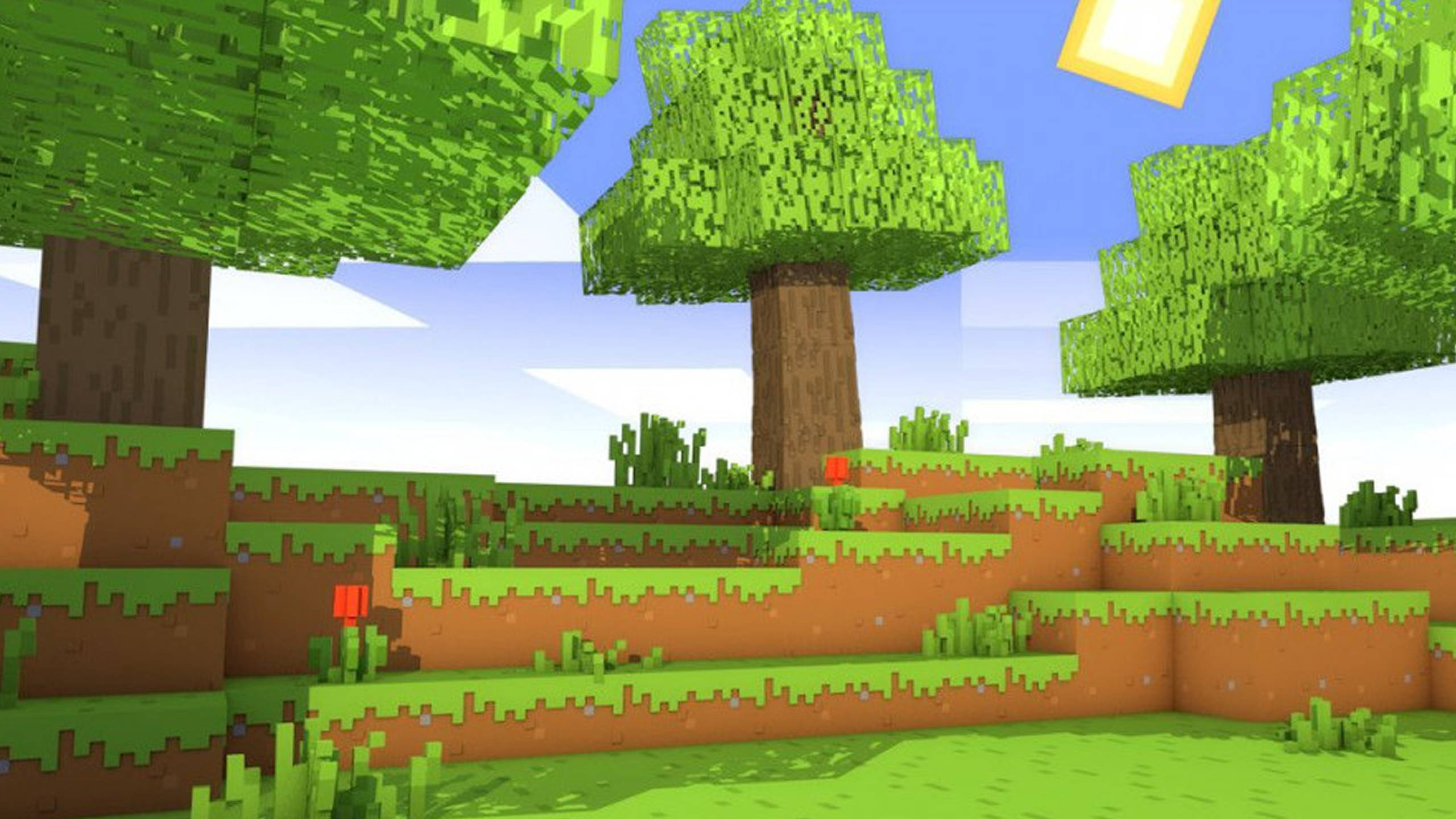 Ruohoa ja puita 2560x1440 Minecraft Taustakuvat