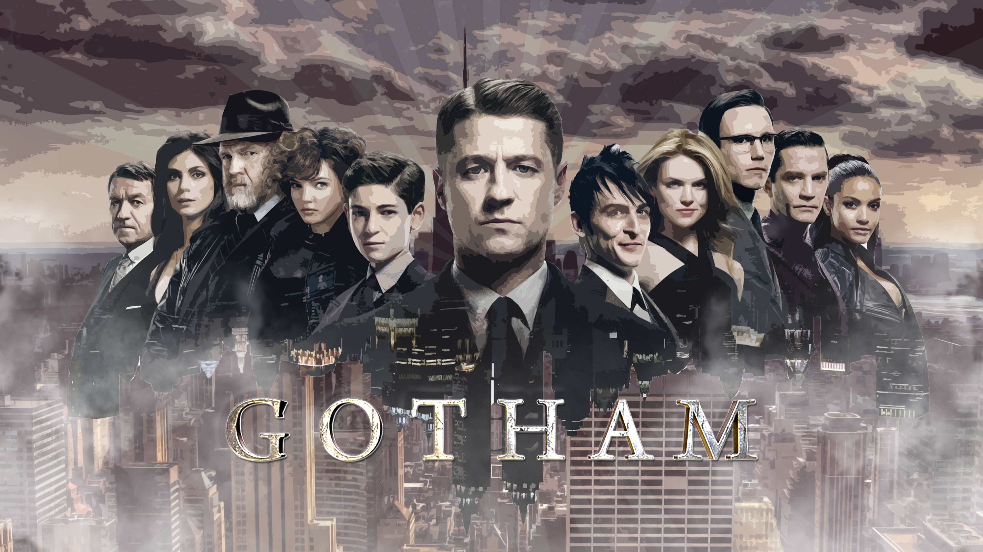 Ruskea esteettinen 4K Gotham Ensemble Taustakuvat