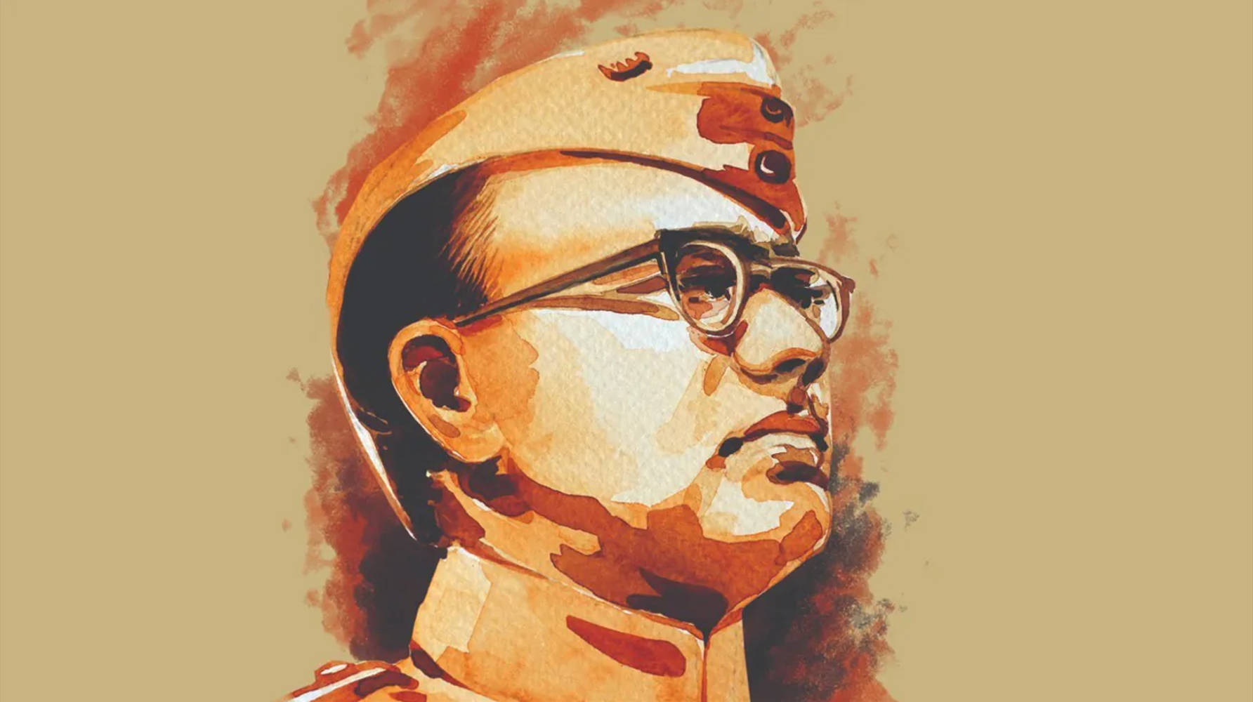 Ruskea ja pronssinen muotokuva Netaji Bosesta Taustakuvat