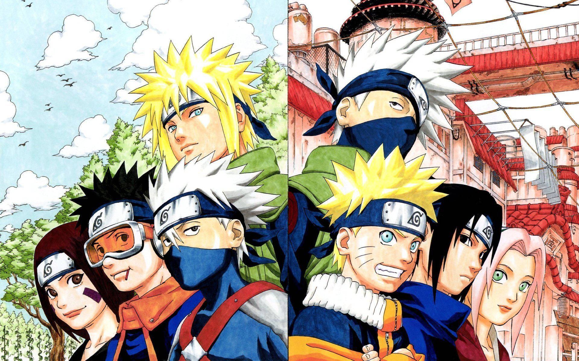 Ryhmä rakastettuja Naruto-hahmoja Taustakuvat