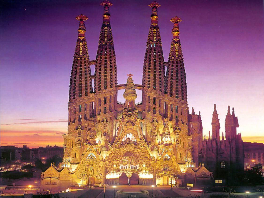 Sagrada Familia violetti taivas yö Taustakuvat