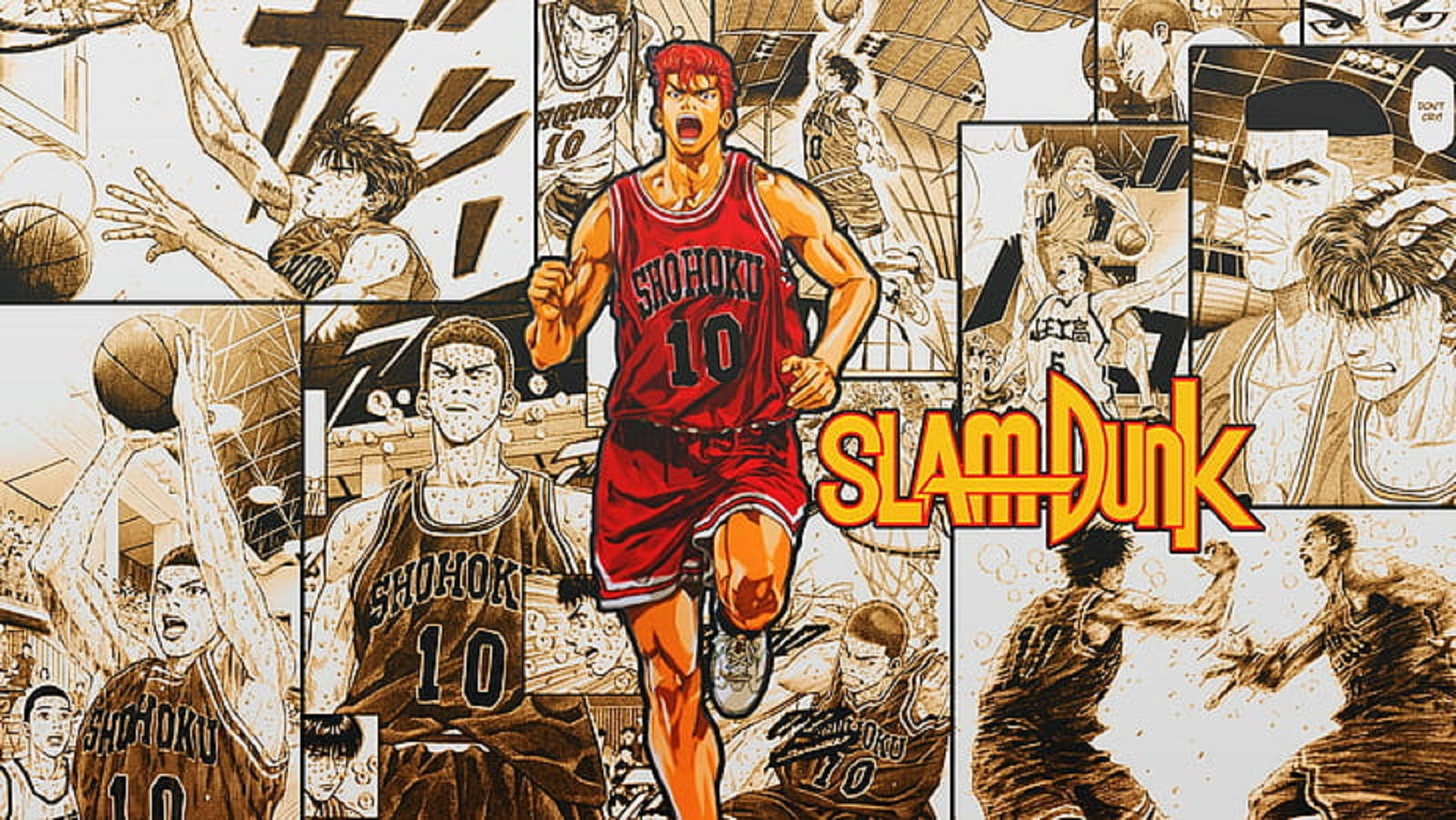 Sakuragi Slam Dunk -mangapanelistä Taustakuvat