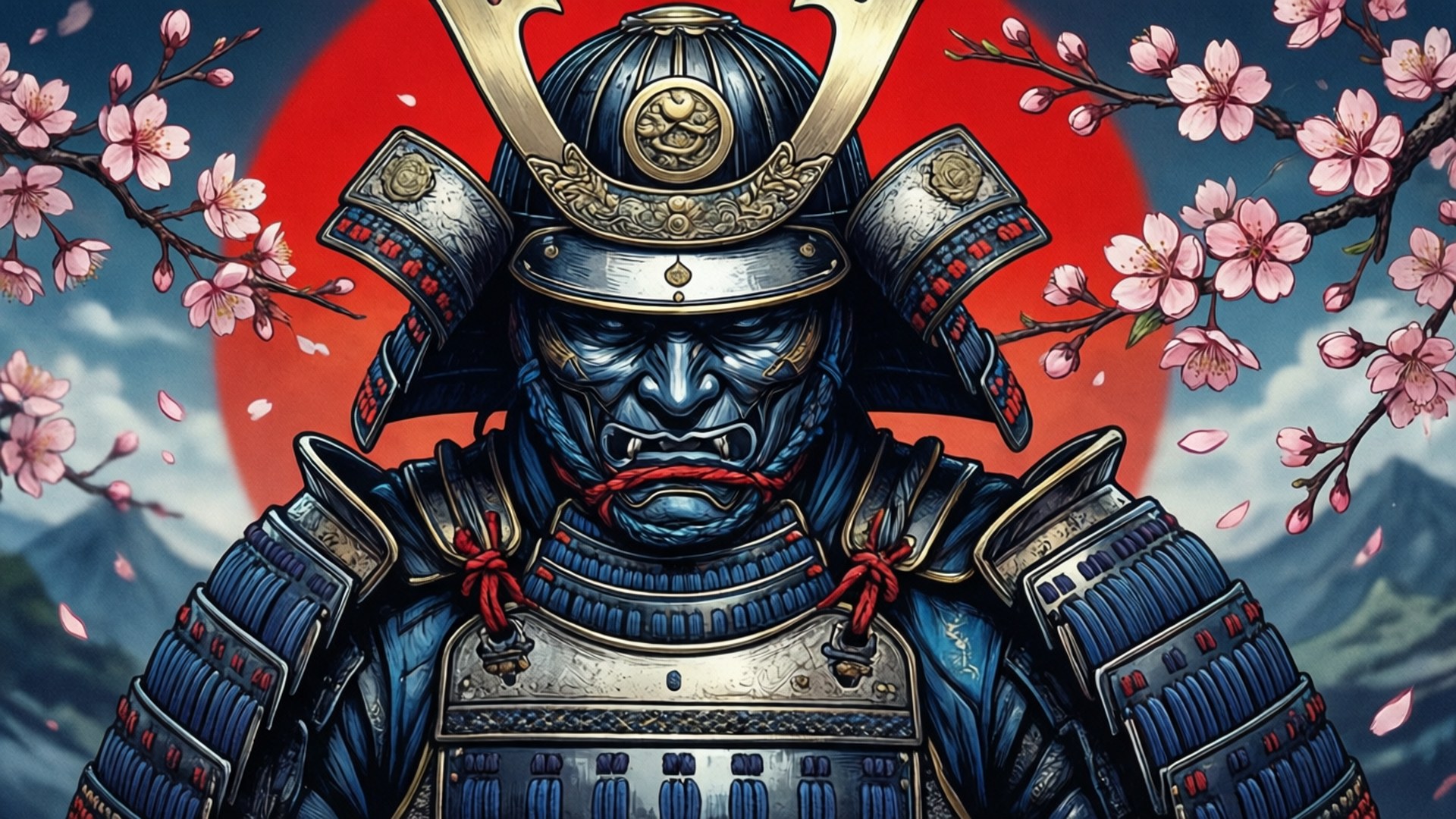 Samurai Kirsikankukka Hieno Piirros Taustakuvat