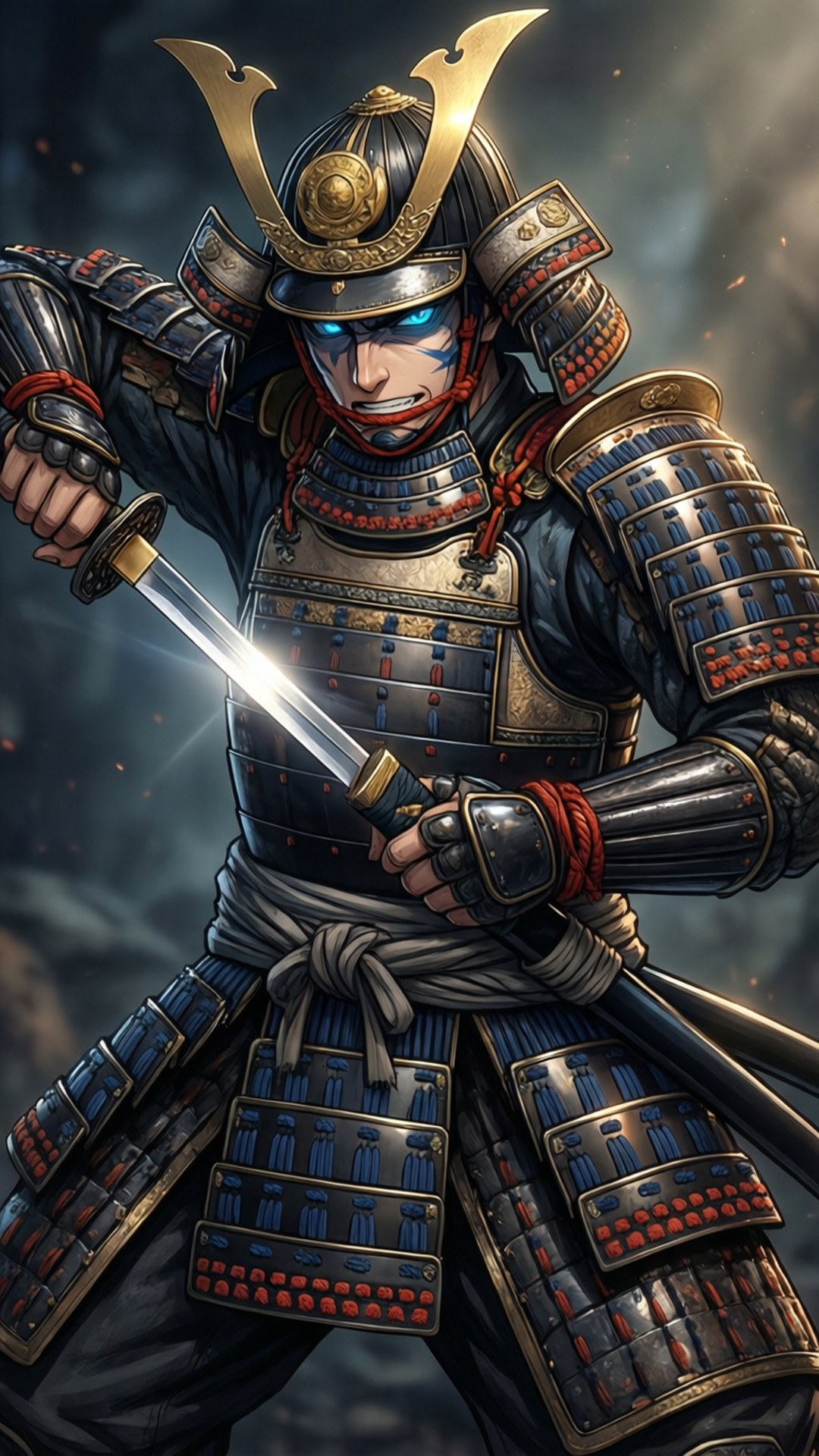 Samurai vetää miekkaa Taustakuvat