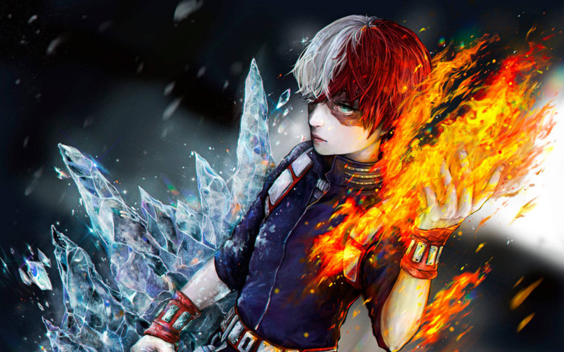 Sankari Suloinen Todoroki Kahden Elementin Taustakuvat