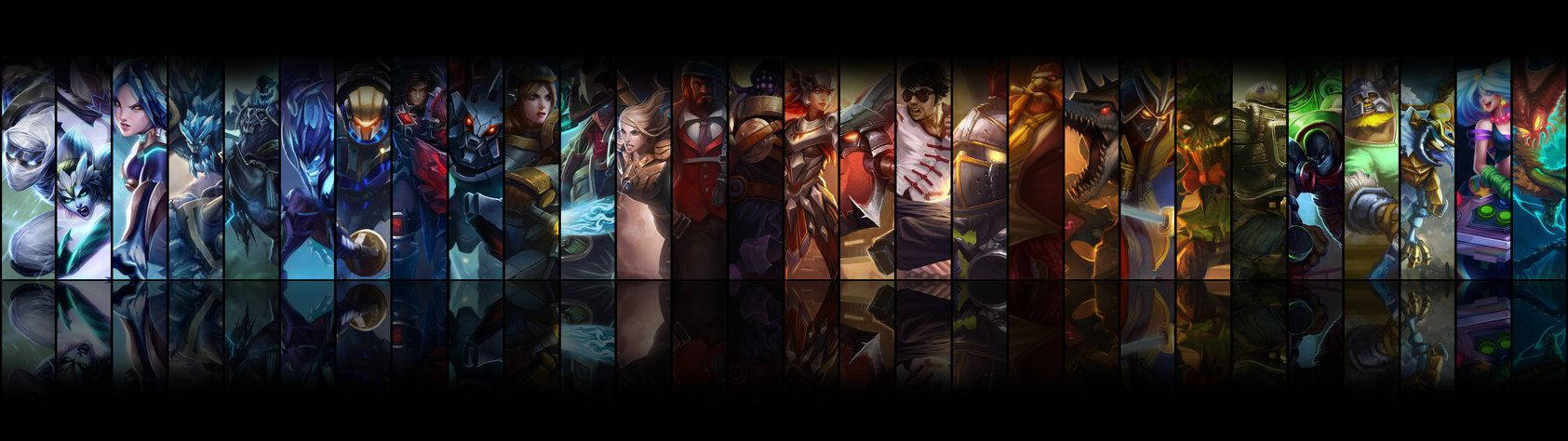 Sankarit taistelevat eeppisissä taisteluissa kahdella ruudulla League of Legendsissa Taustakuvat