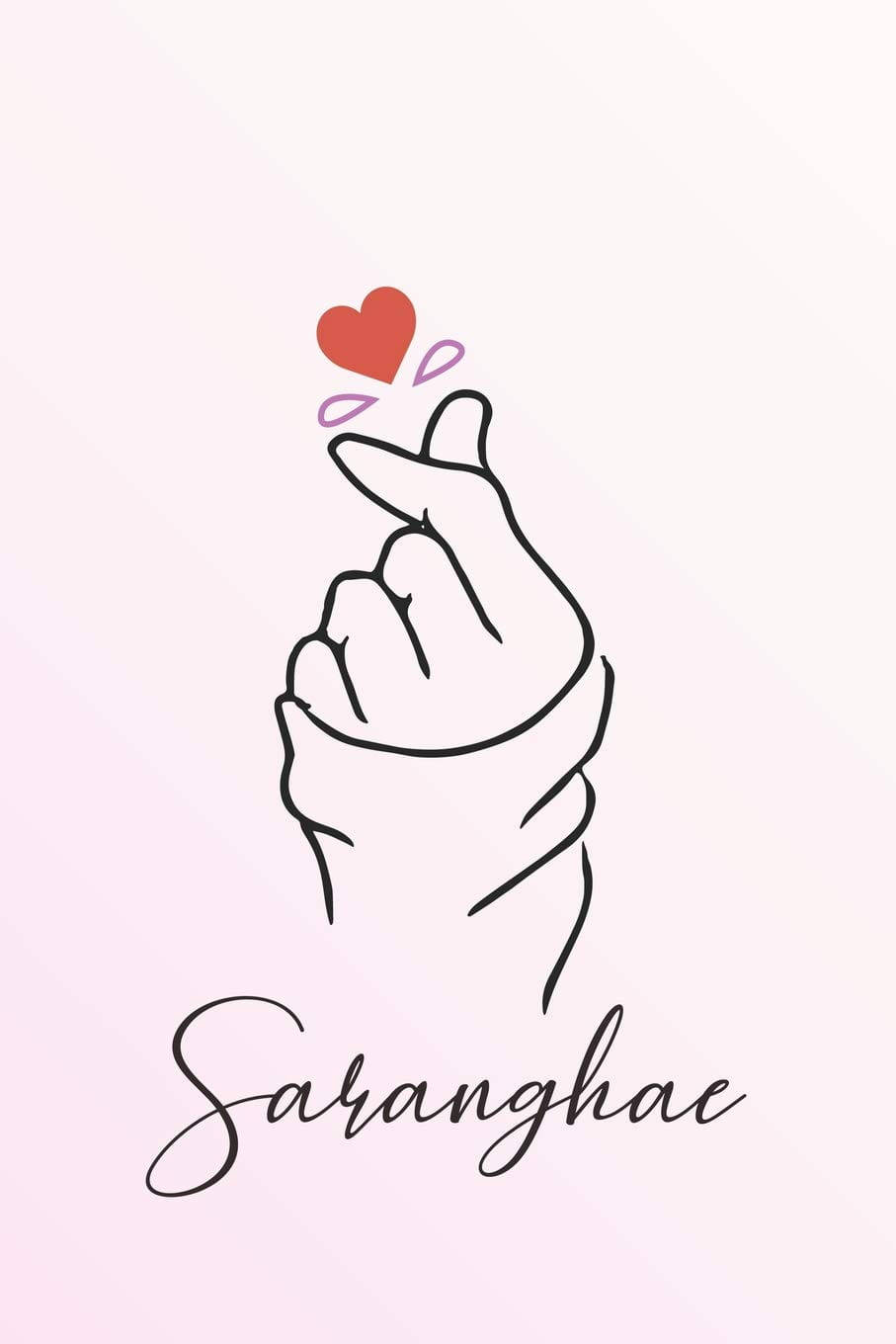 Saranghae korealainen sormisydän Taustakuvat