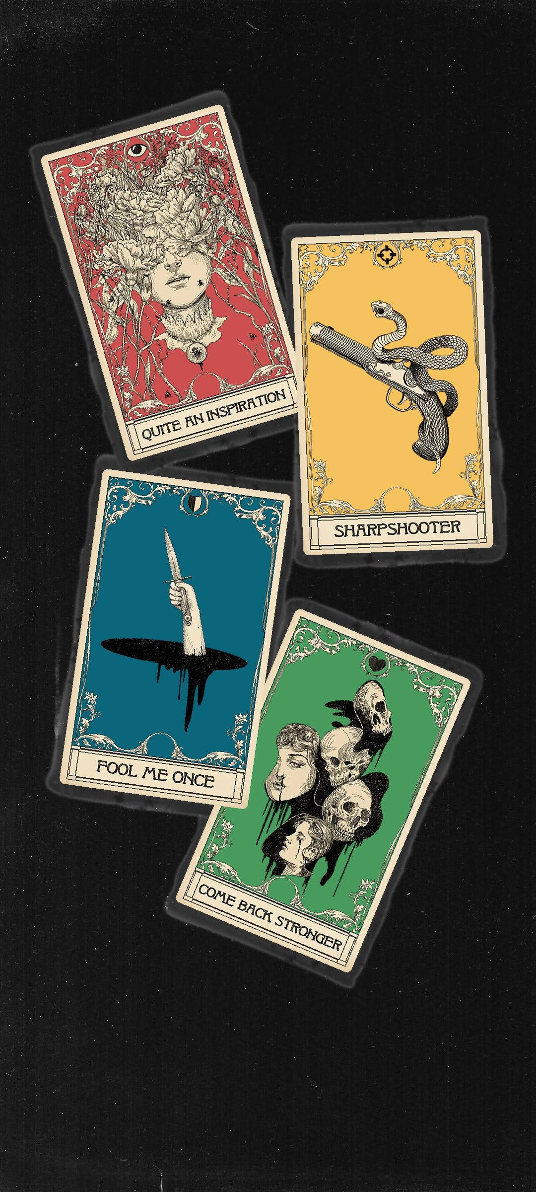 sarja tarot-kortteja erilaisilla kuvilla Taustakuvat