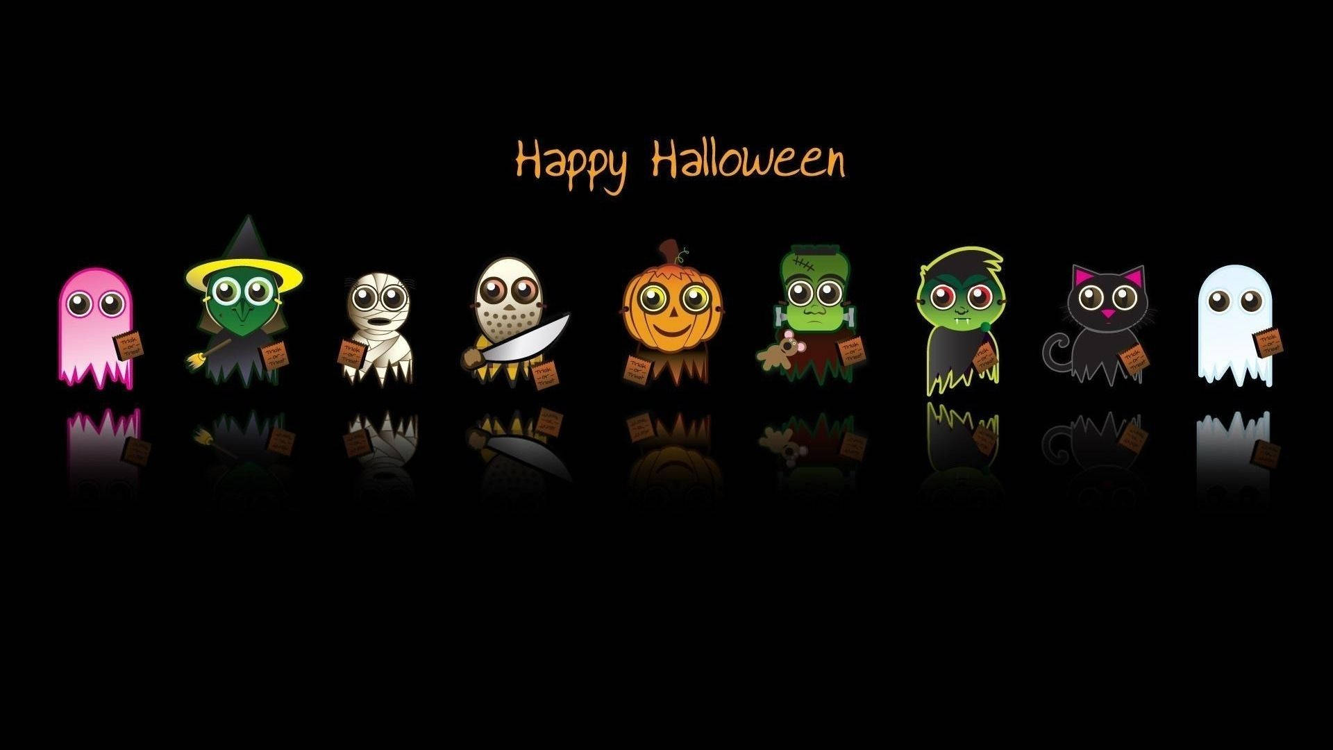 Sarjakuvahahmoja Halloweenina pimeässä Taustakuvat