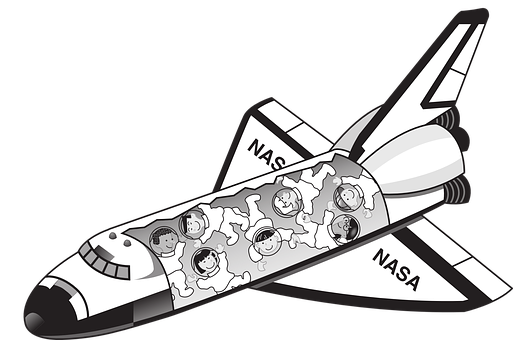 Sarjakuvamainen avaruussukkula astronauttien kanssa Taustakuvat