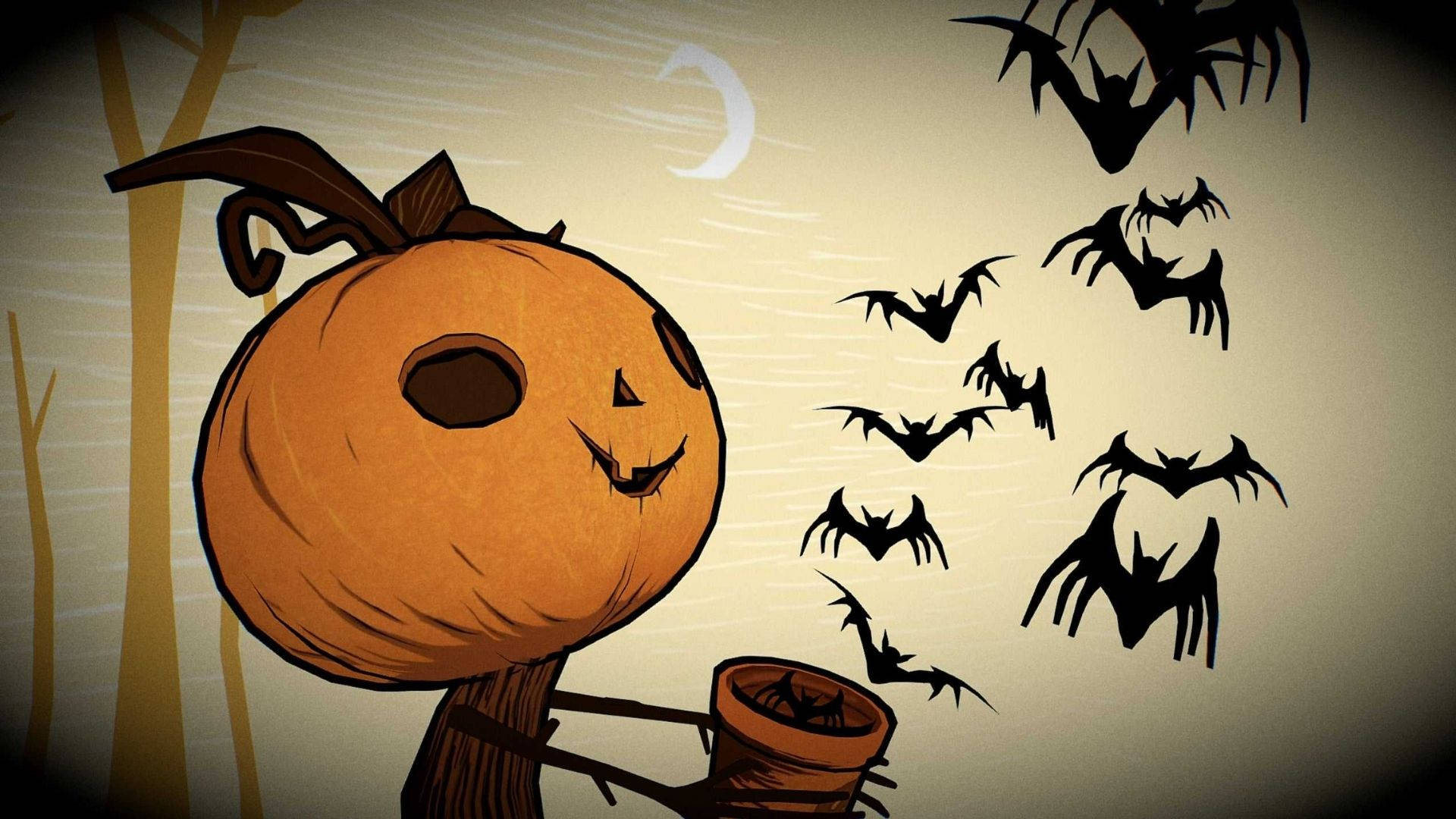 Sarjakuvamainen Halloween-kurpitsa vapauttaa lepakoita Taustakuvat
