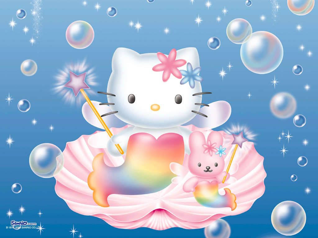 Sarjakuvamainen Sireenijänis ja Hello Kitty PFP Taustakuvat