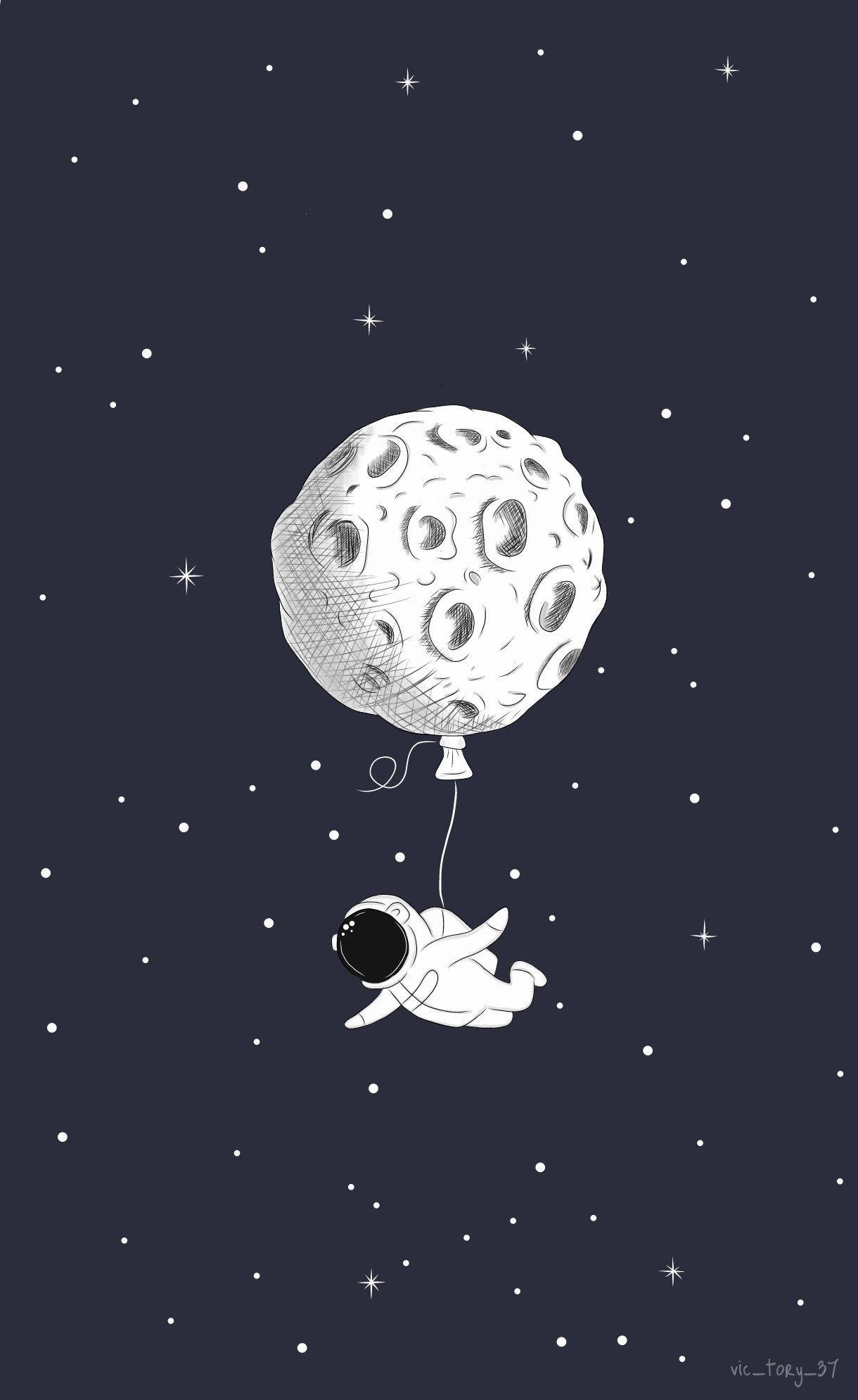 Sarjakuvastronautti ja Kuu-ilmapallo Taustakuvat