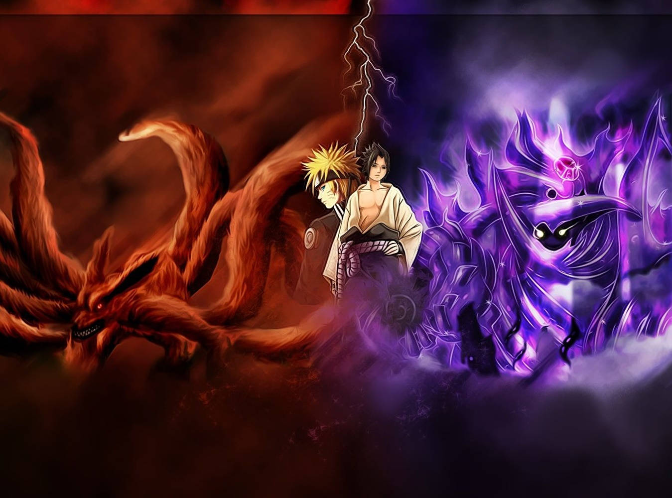 Sasuke ja anime Naruto yhdeksänhäntäiset pedot Taustakuvat