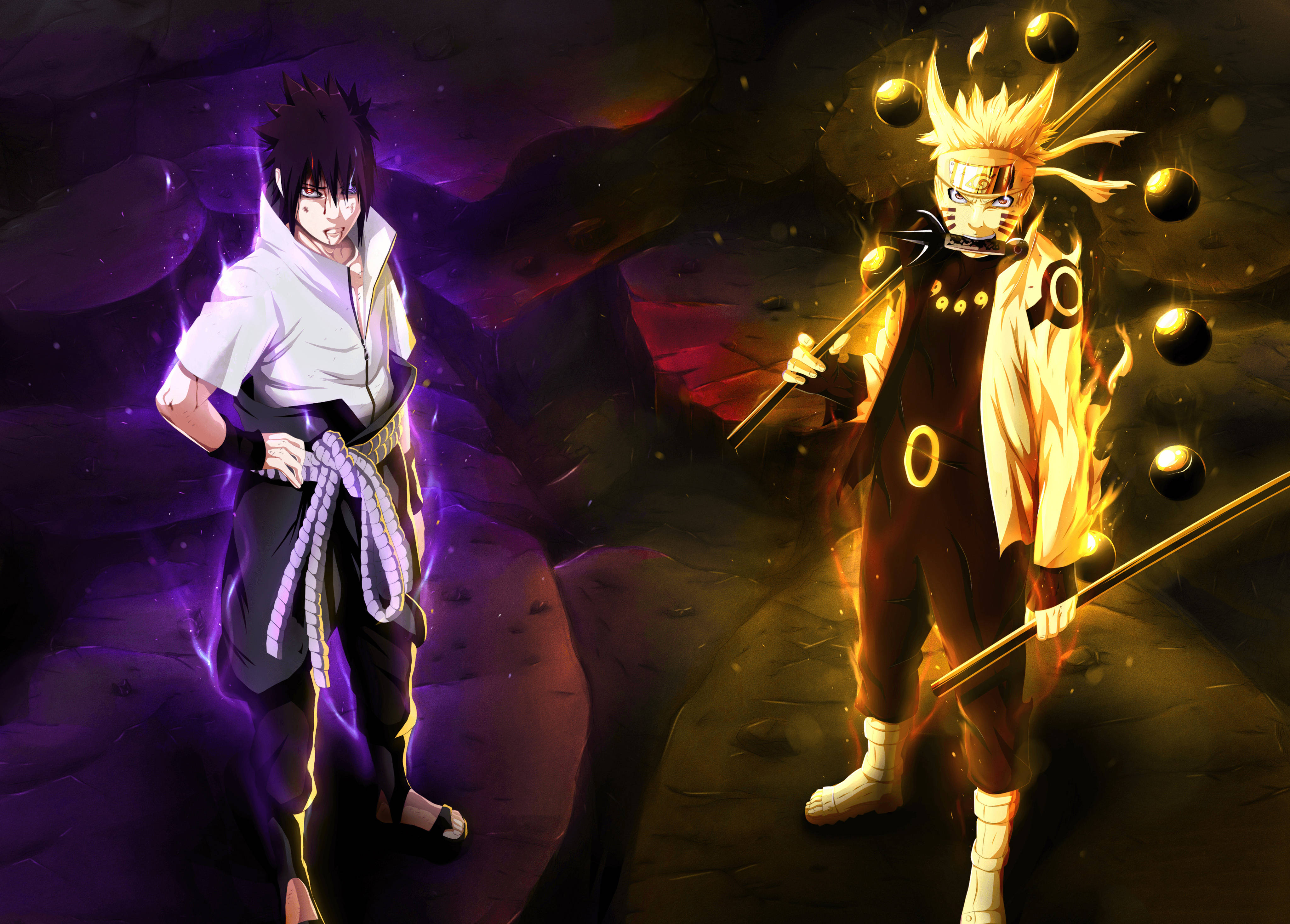 Sasuke ja Naruto 4K Aura Taustakuvat