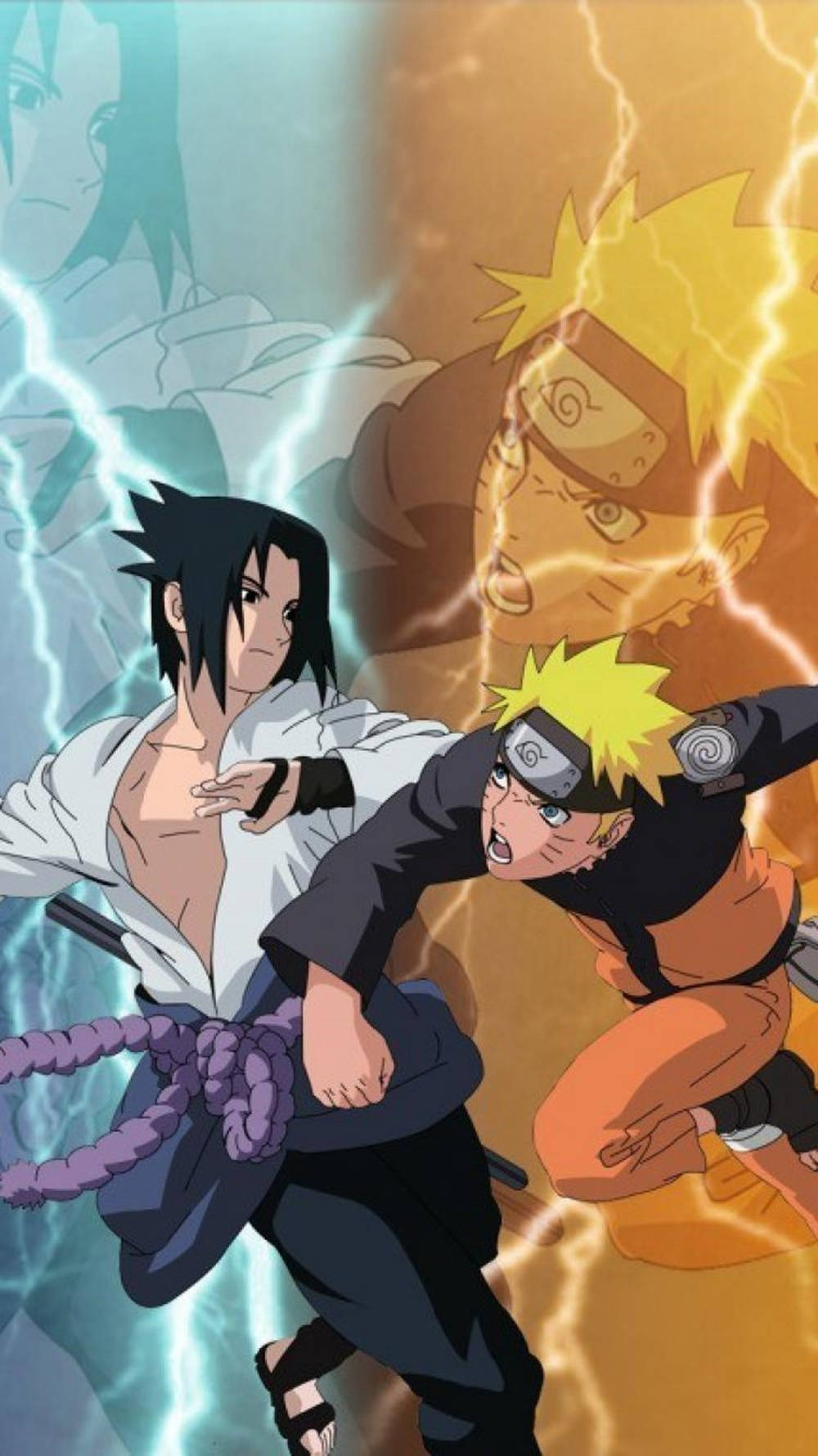 Sasuke ja Naruto tappelussa iPhone Taustakuvat
