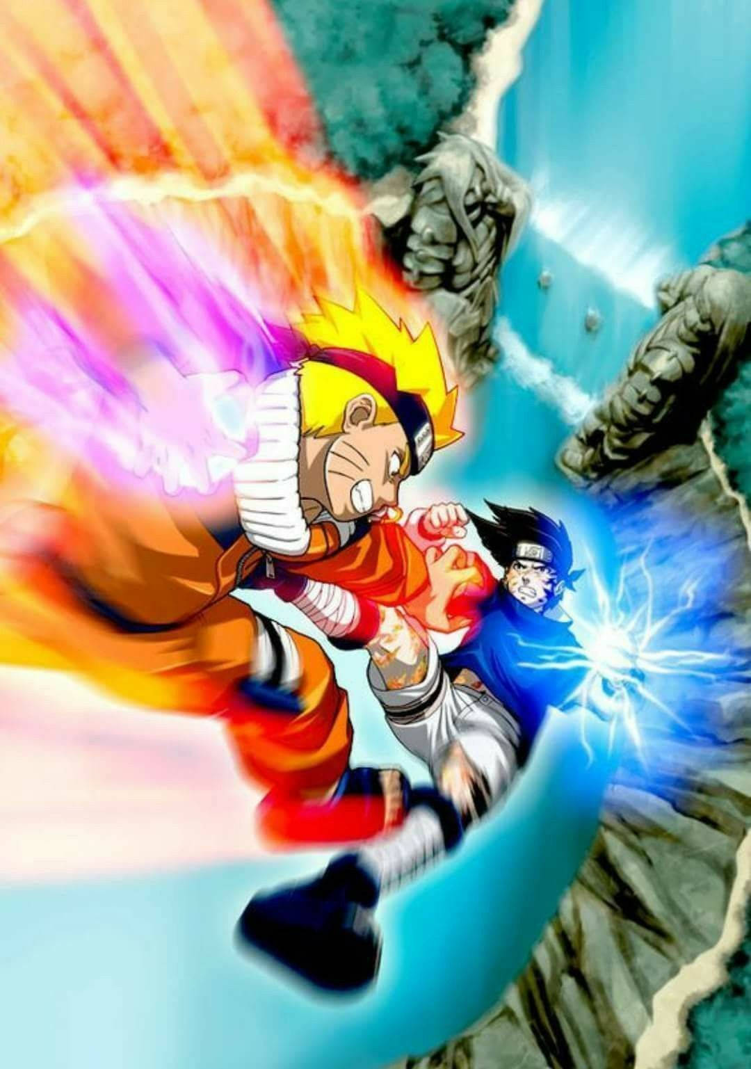 Sasuke ja Naruto taistelevat Päätylaaksossa iPhone Taustakuvat