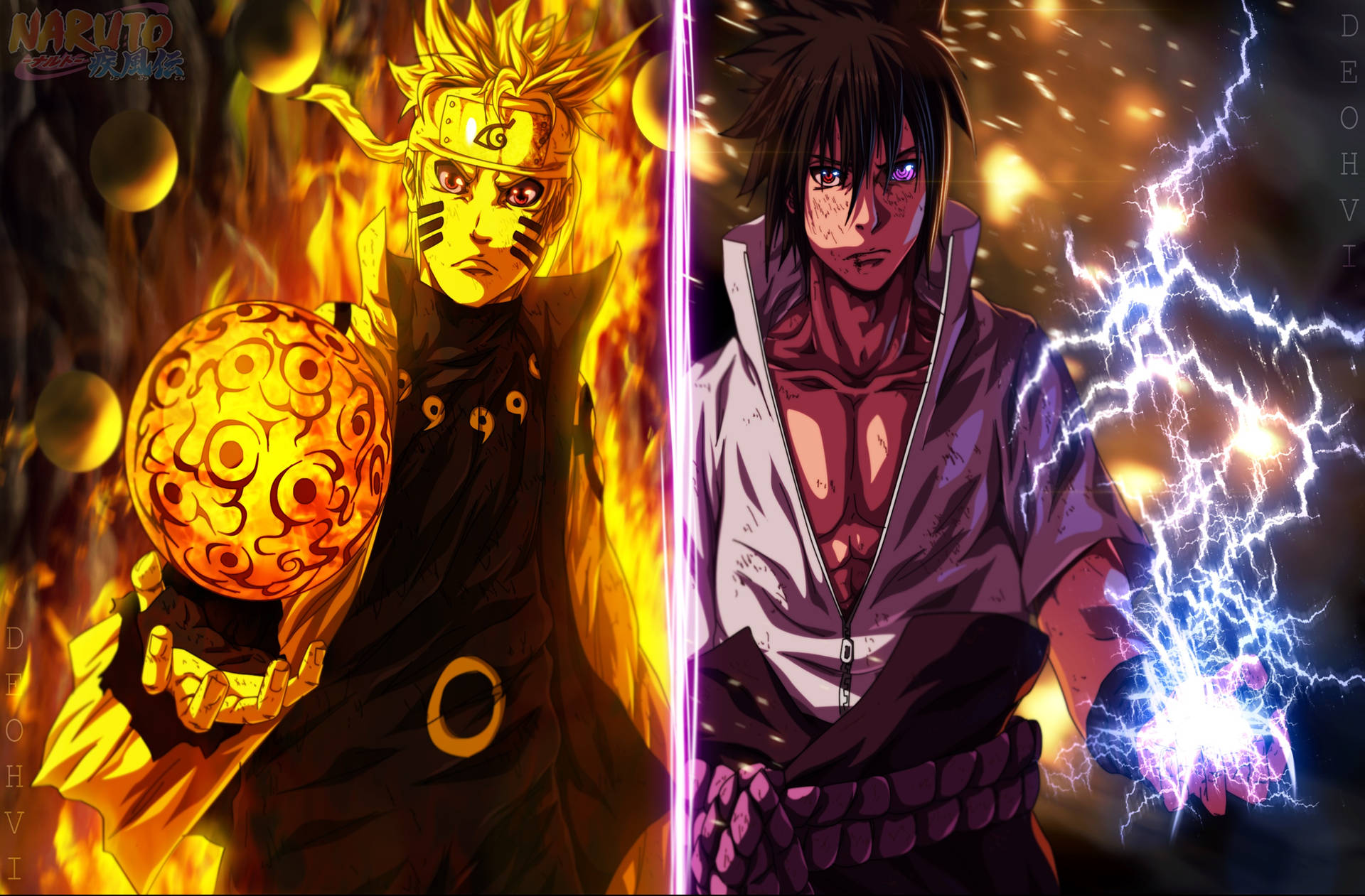 Sasuke ja Naruto -tekniikat -taustakuva.
