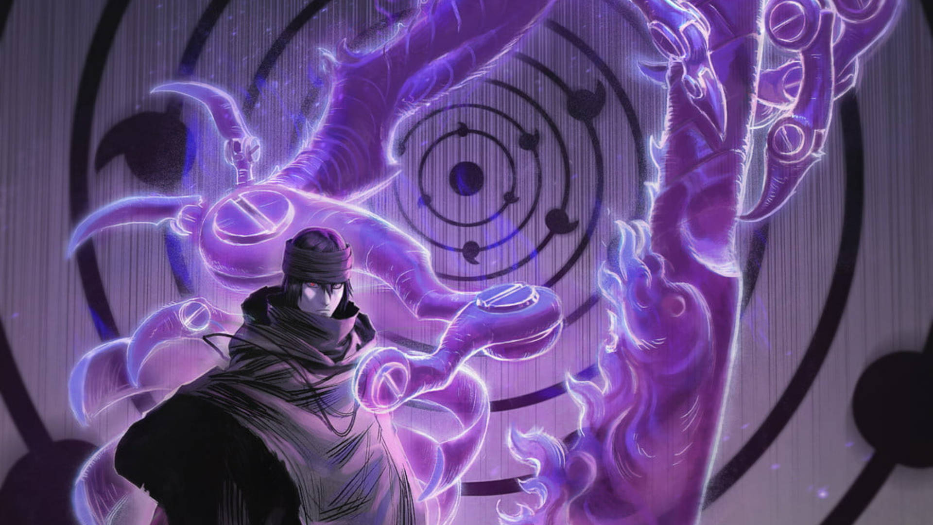 Sasuke Rinnegan Dōjutsu -violetti taustakuva.