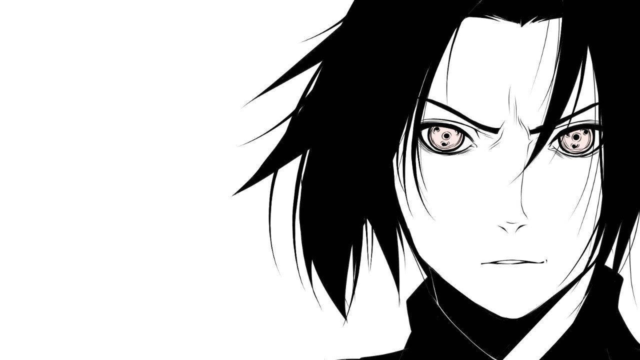 Sasuke Uchiha mustavalkoisessa asussaan Taustakuvat