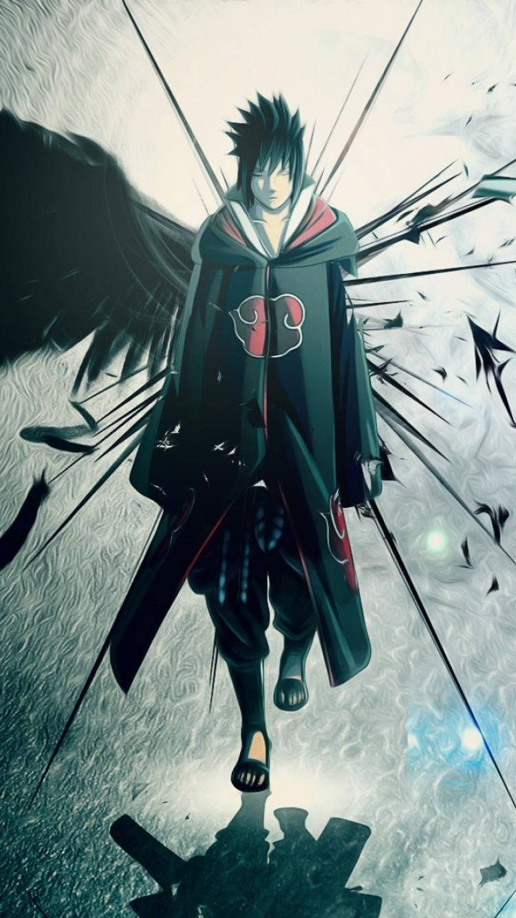 Taustakuva Sasuke Uchihasta Akatsuki-viitassa.