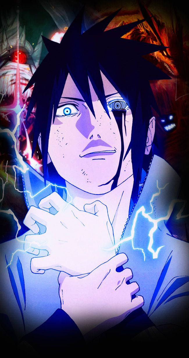 Sasuke Uchihan Rinnegan-silmän ja Chidori-tekniikan voiman vapauttaminen Taustakuvat